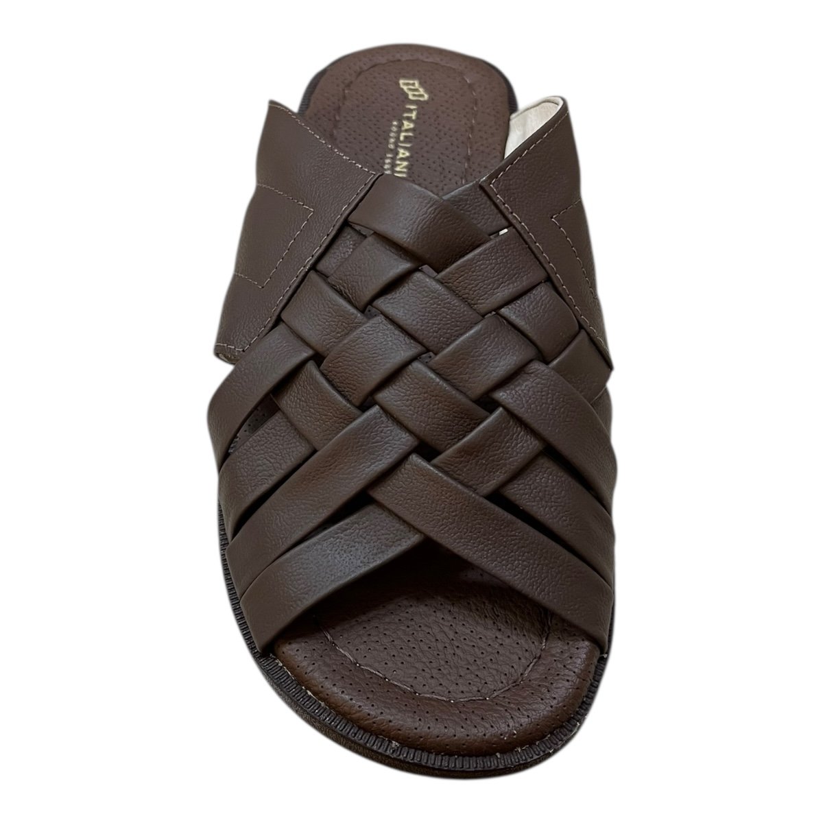 Chinelo Masculino Italianinho Casual Conforto Couro Trançado 10340101 marrom Marrom 2