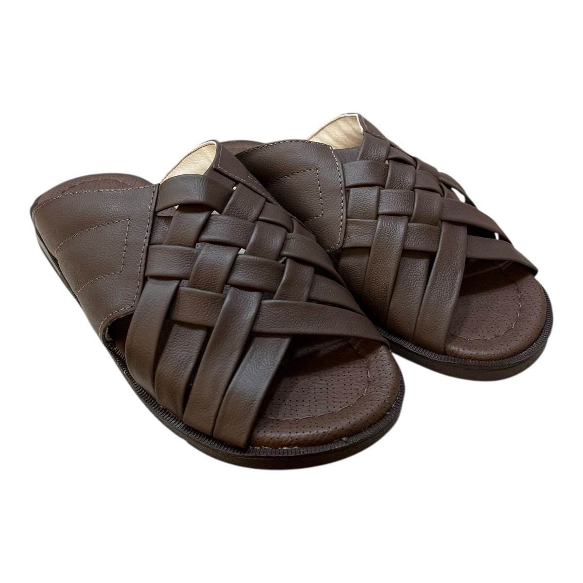 Chinelo Masculino Italianinho Casual Conforto Couro Trançado 10340101 marrom Marrom 3