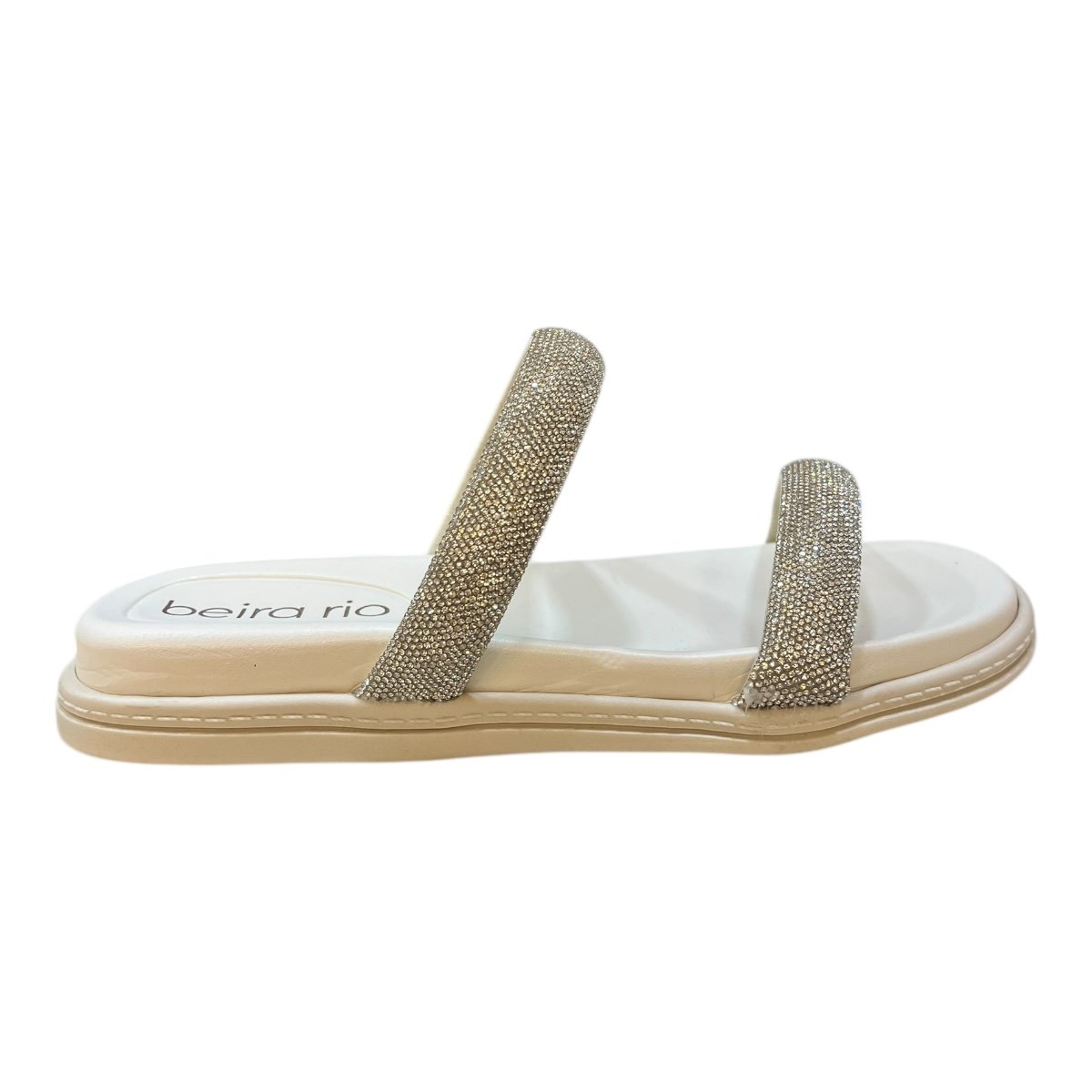Chinelo Papete Feminino Beira Rio Casual Tiras Brilho Strass 8488.122 Branco Branco 1
