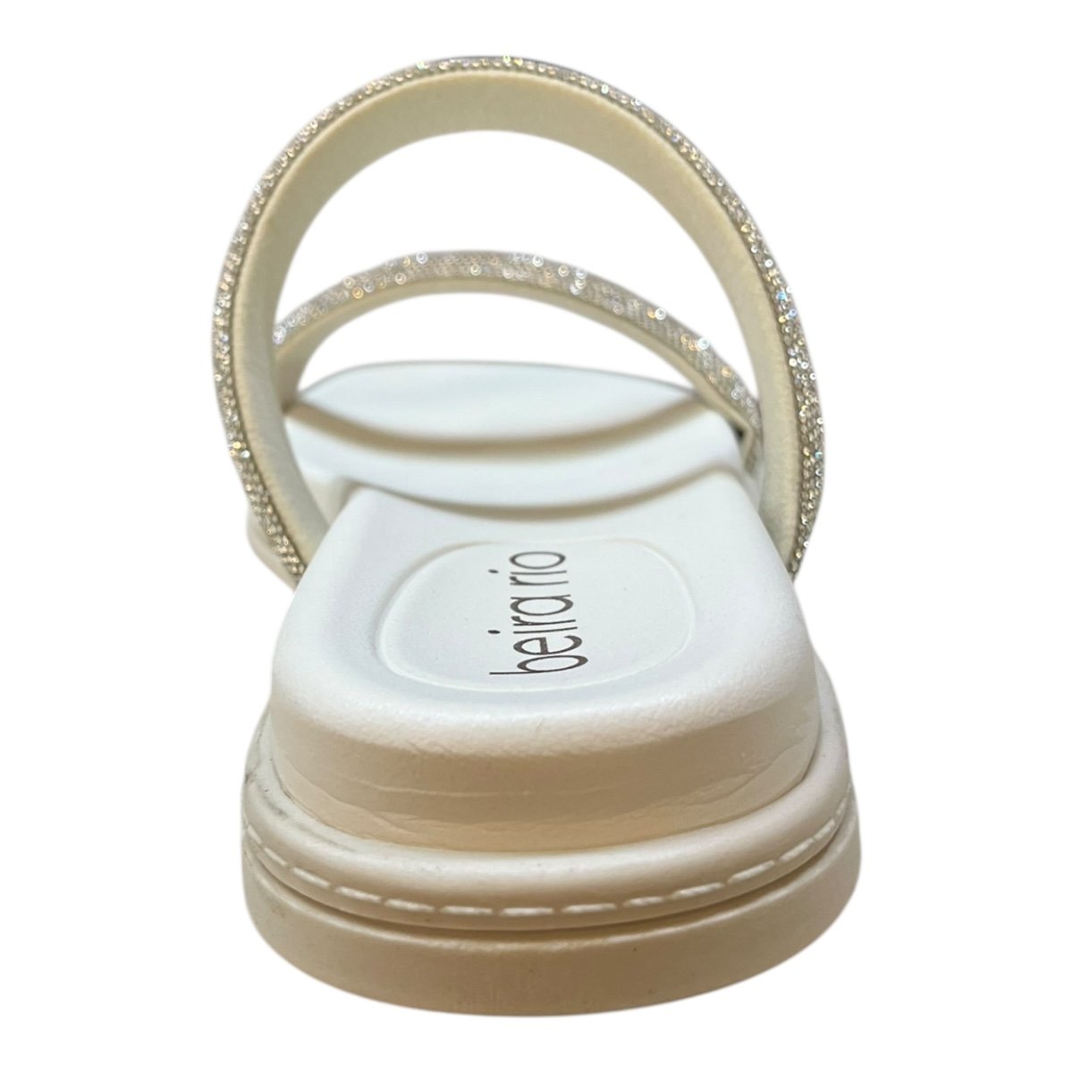 Chinelo Papete Feminino Beira Rio Casual Tiras Brilho Strass 8488.122 Branco Branco 4