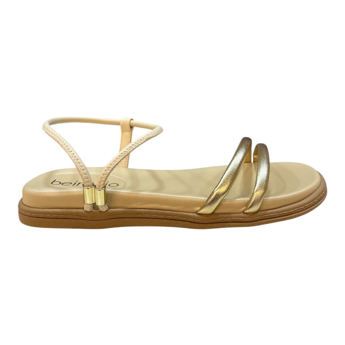 Sandalia Papete Feminino Beira Rio Casual Metalizado Calce Fácil 8488.113 Dourado Dourado 1