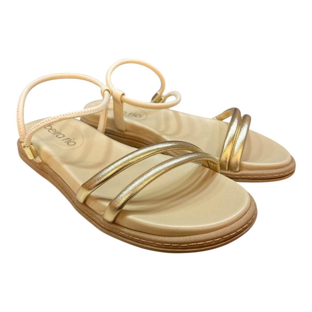 Sandalia Papete Feminino Beira Rio Casual Metalizado Calce Fácil 8488.113 Dourado Dourado 2