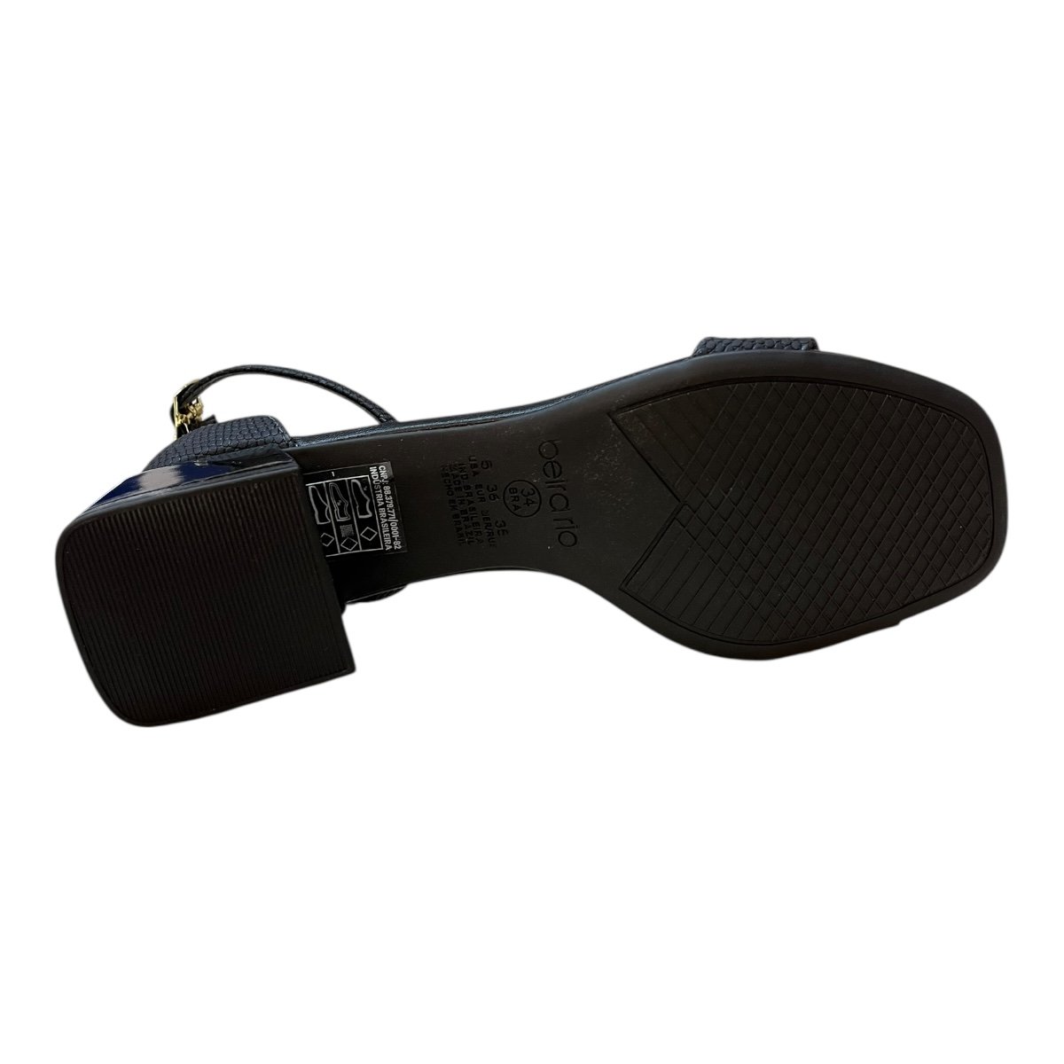 Sandalia Feminino Beira Rio Casual Salto Bloco Básica Calcanhar Fechado 8423.233 Preto Preto 3