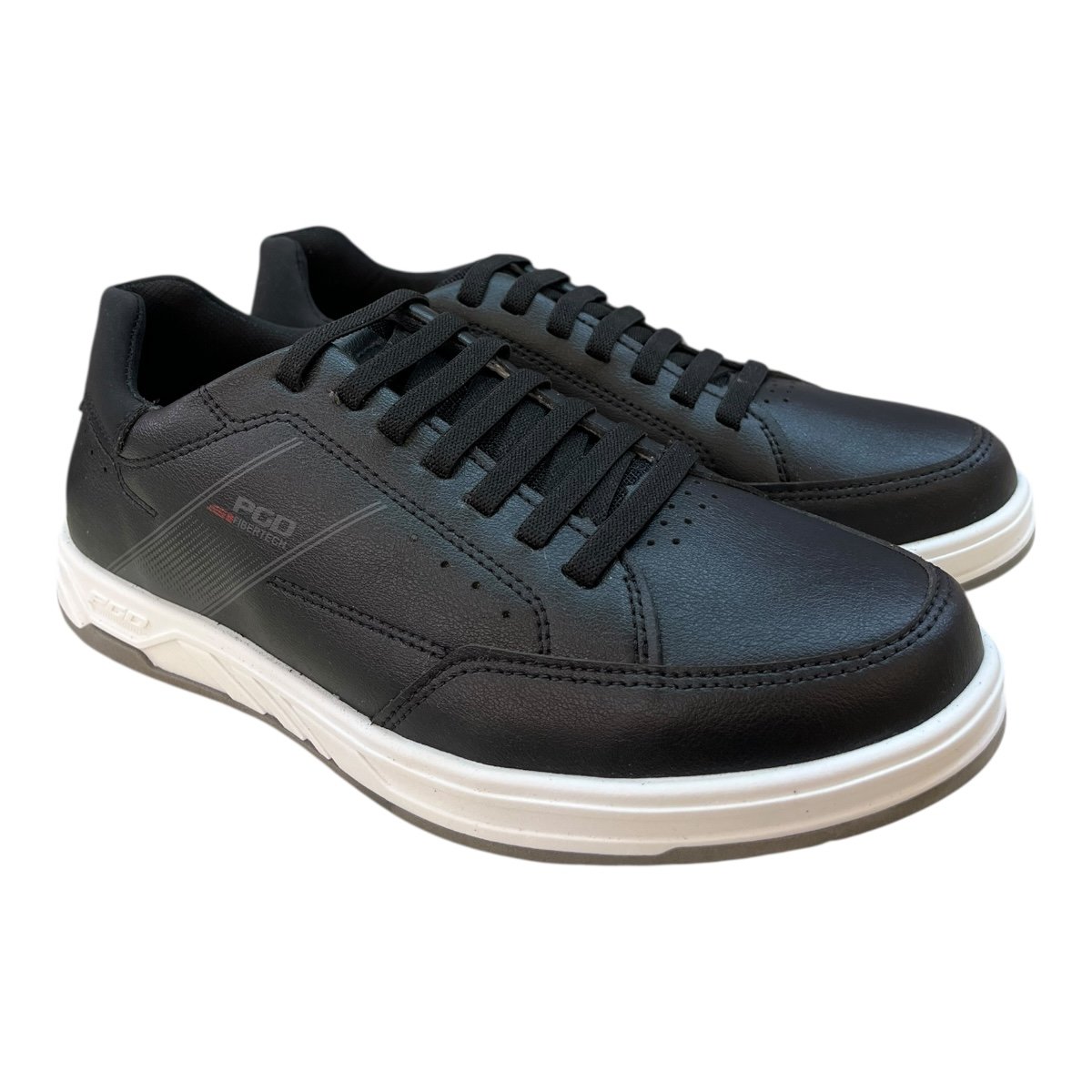 Sapatenis Masculino Pegada Casual Calce Fácil Elástico Couro 172002 Preto Preto 2