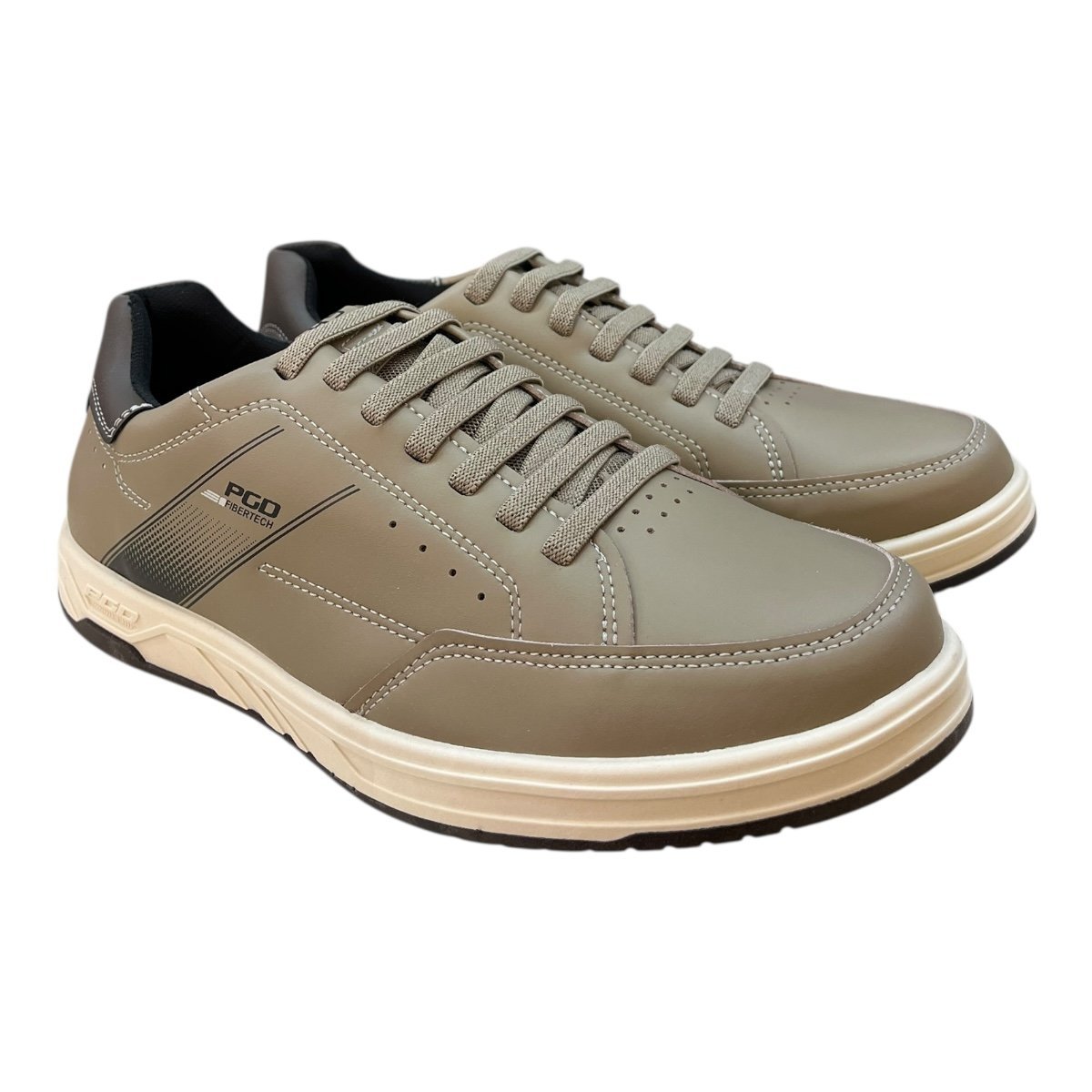 Sapatenis Masculino Pegada Casual Calce Fácil Elástico Couro 172002 Bege Bege 2