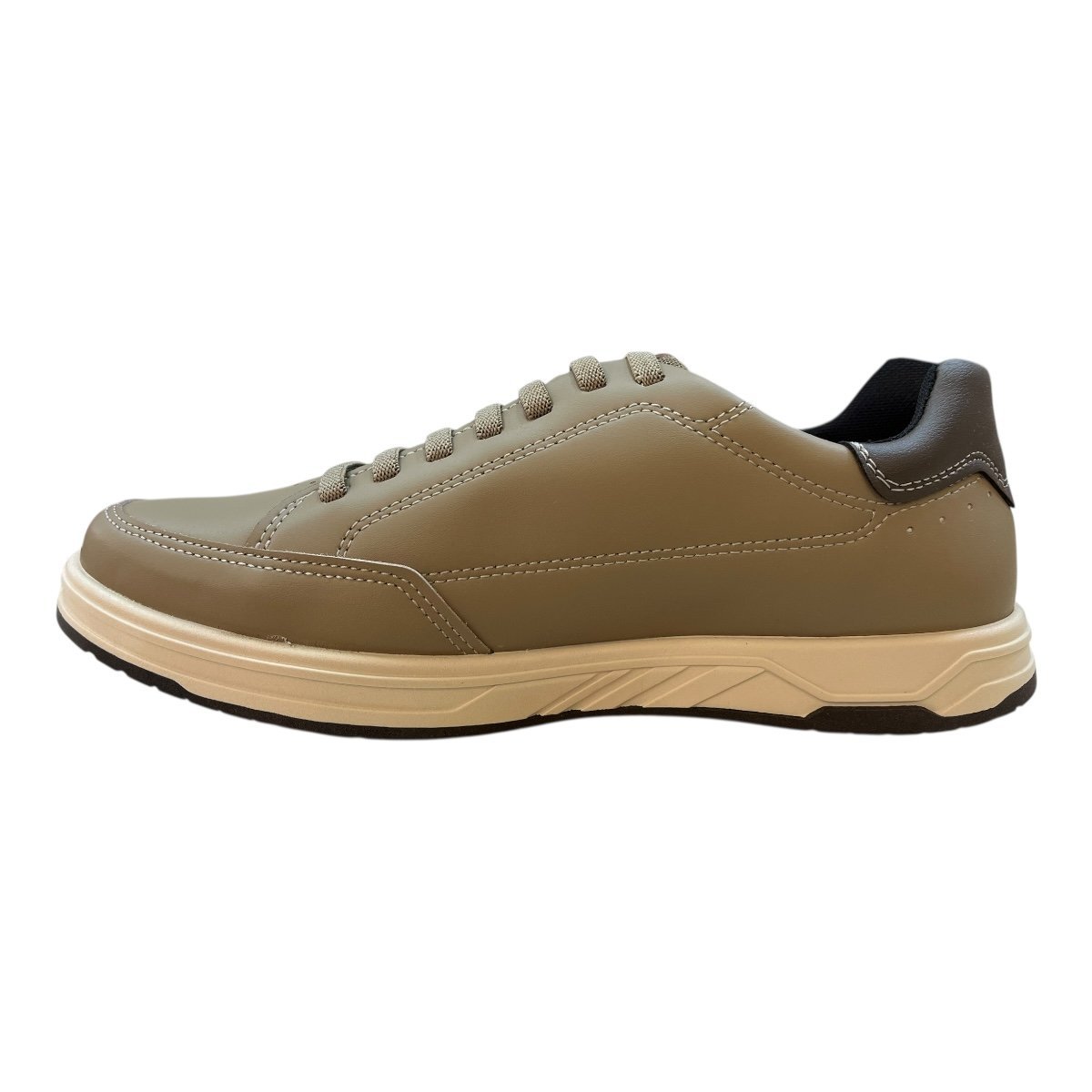 Sapatenis Masculino Pegada Casual Calce Fácil Elástico Couro 172002 Bege Bege 5