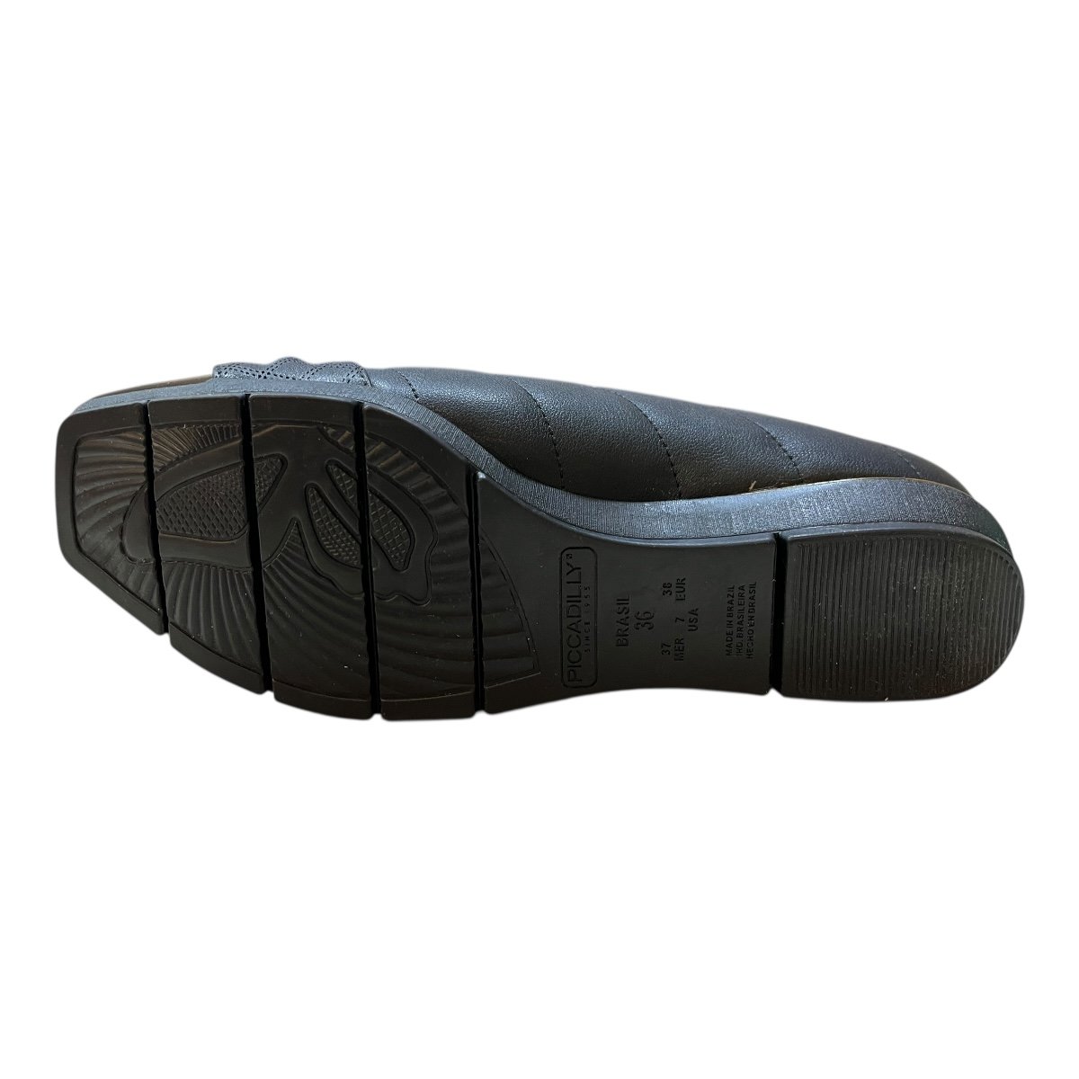 Sapatilha Feminino Piccadilly Casual Anabela Ultraconforto Bico Quadrado Metalizado  147320 Preto Preto 3