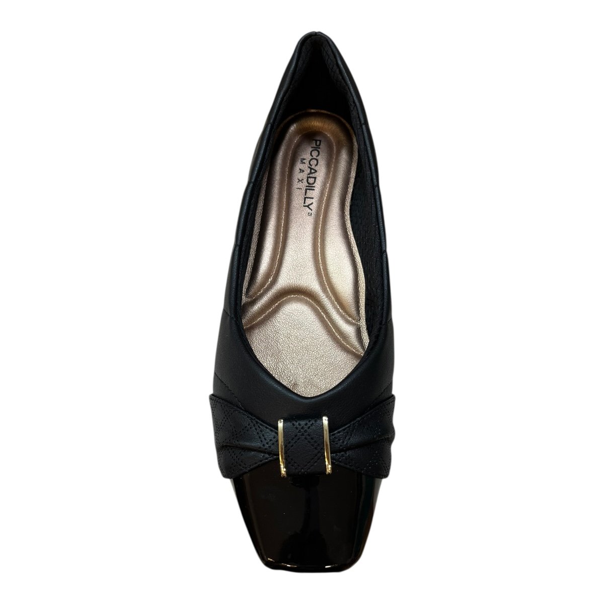 Sapatilha Feminino Piccadilly Casual Anabela Ultraconforto Bico Quadrado Metalizado  147320 Preto Preto 6