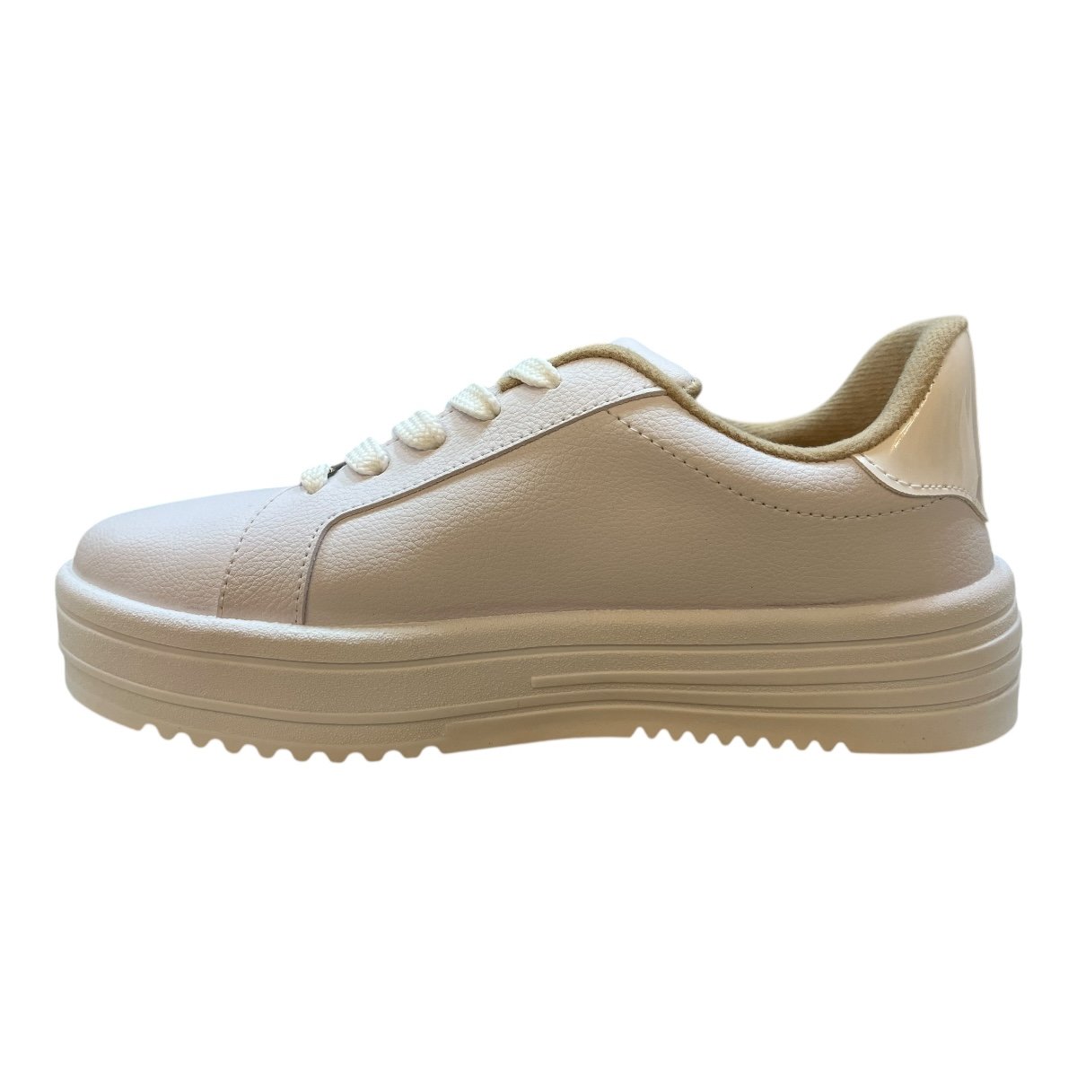 Tenis Feminino Moleca Casual Amarração Plataforma Retrô Básico 5782.314 Branco Branco 4