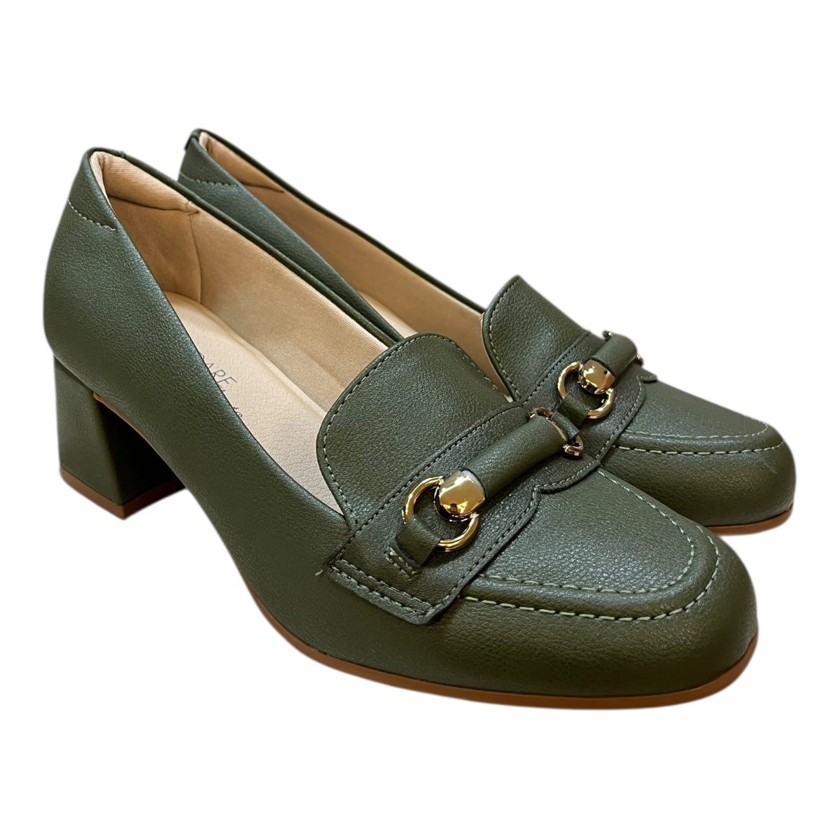 Sapato Scarpin Feminino Modare Casual Ultraconforto Salto Bloco Médio Bico Quadrado 7373.118 Verde Verde 2
