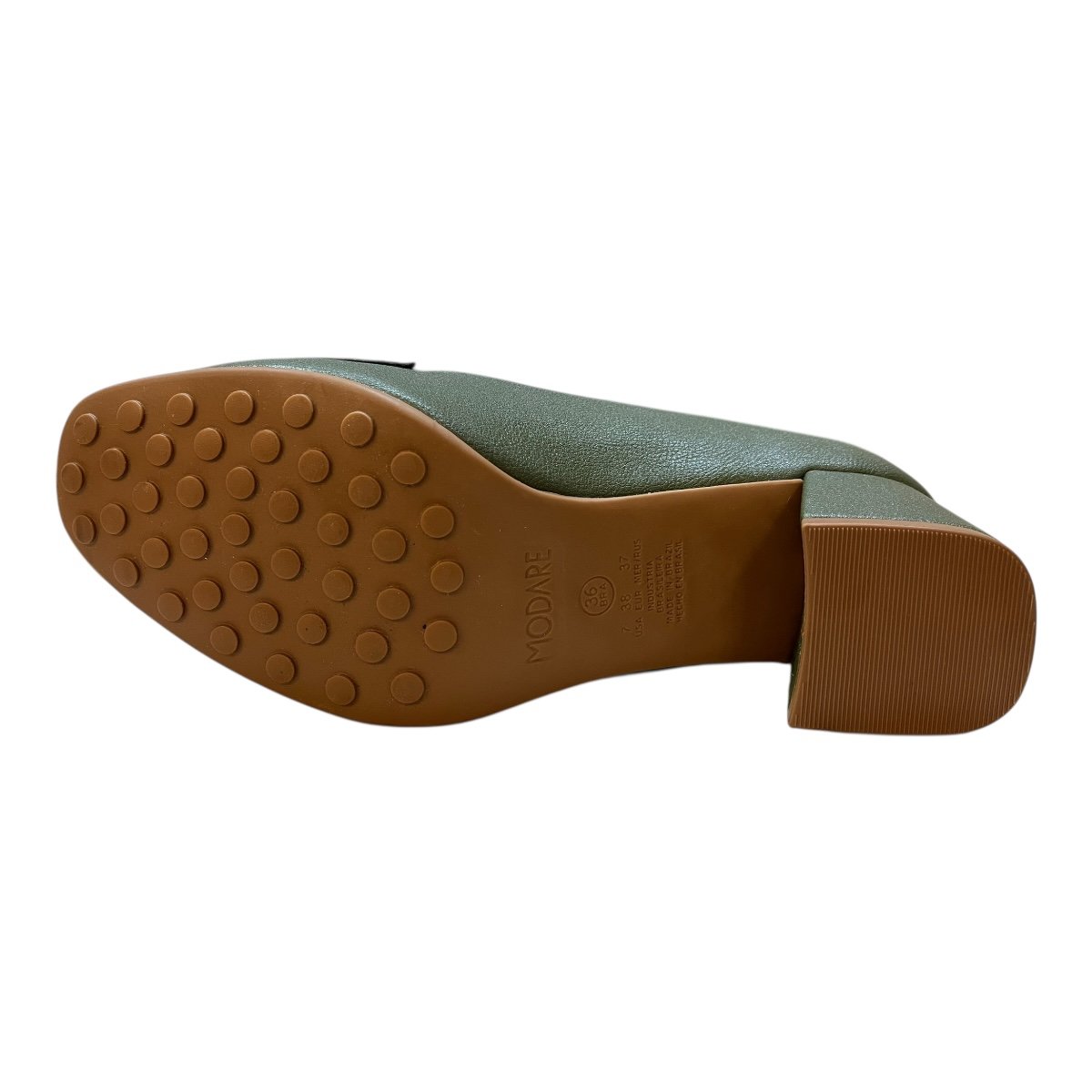 Sapato Scarpin Feminino Modare Casual Ultraconforto Salto Bloco Médio Bico Quadrado 7373.118 Verde Verde 3