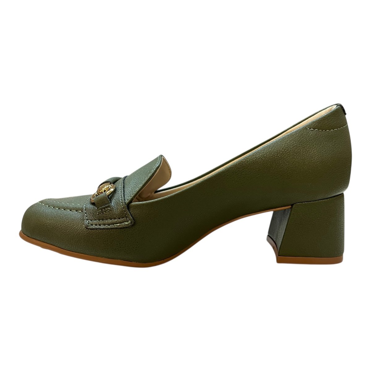 Sapato Scarpin Feminino Modare Casual Ultraconforto Salto Bloco Médio Bico Quadrado 7373.118 Verde Verde 4