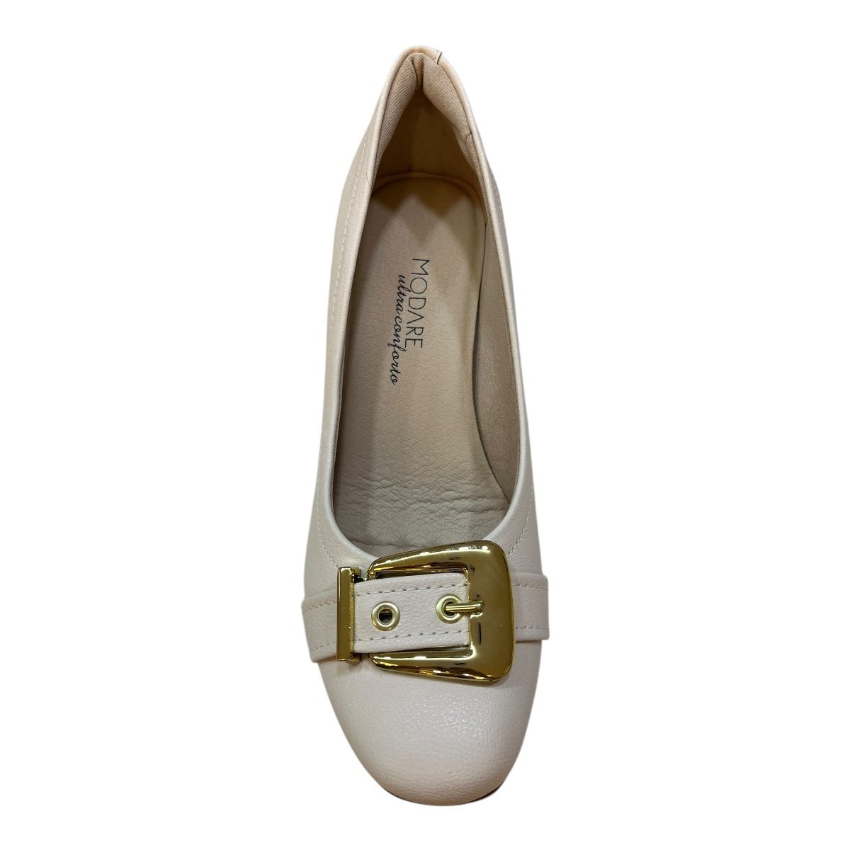 Sapato Scarpin Feminino Modare Casual Ultraconforto Salto Bloco Bico Redondo Marfim Marfim 6