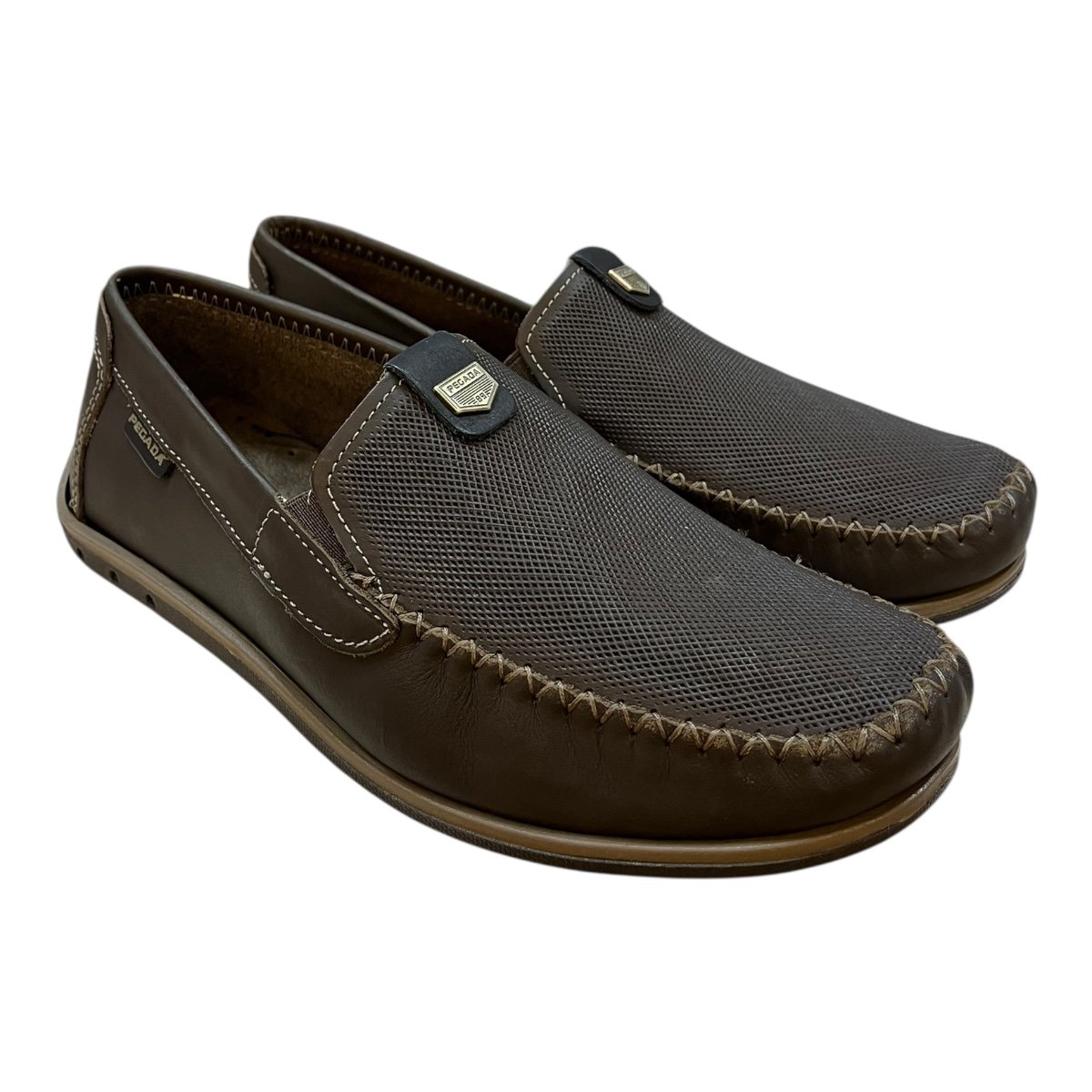 Mocassim Masculino Pegada Casual Couro Ultraconforto Bico Redondo 141603 marrom Marrom 2