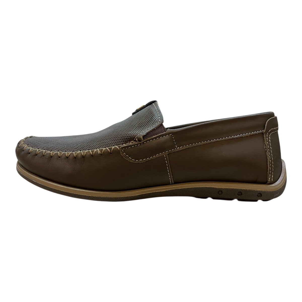 Mocassim Masculino Pegada Casual Couro Ultraconforto Bico Redondo 141603 marrom Marrom 4