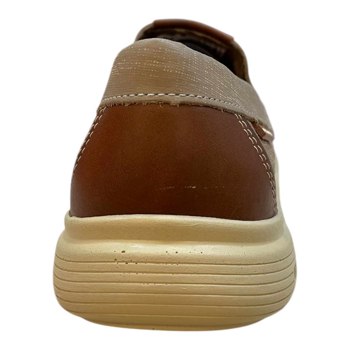 Mocassim Masculino Pegada Couro Ultraconforto Superleve Calce Fácil Bico Redondo 142201 Bege Bege 5