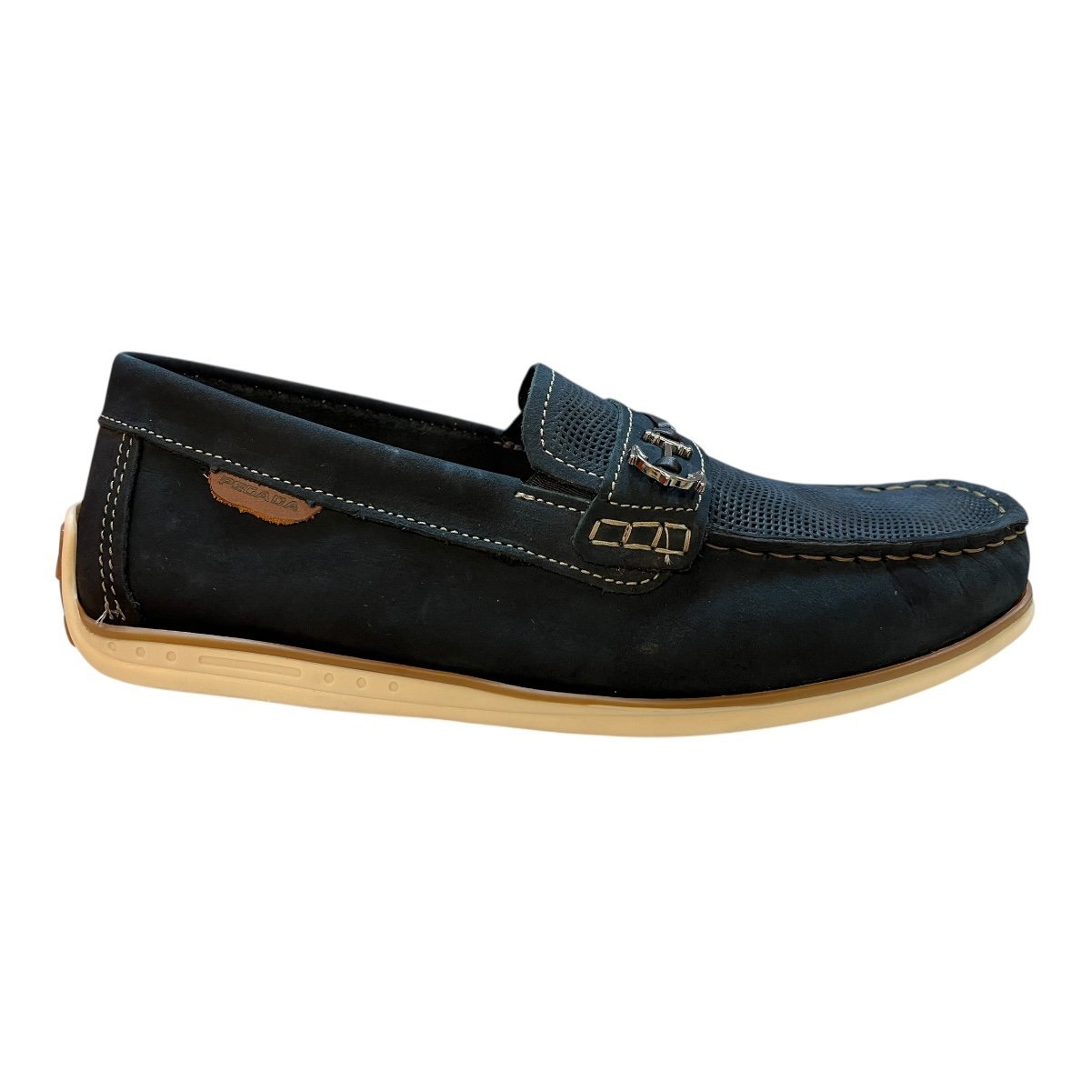 Mocassim Masculino Pegada Casual Couro Ultraconforto Camurça Bico Redondo 142007 Marinho