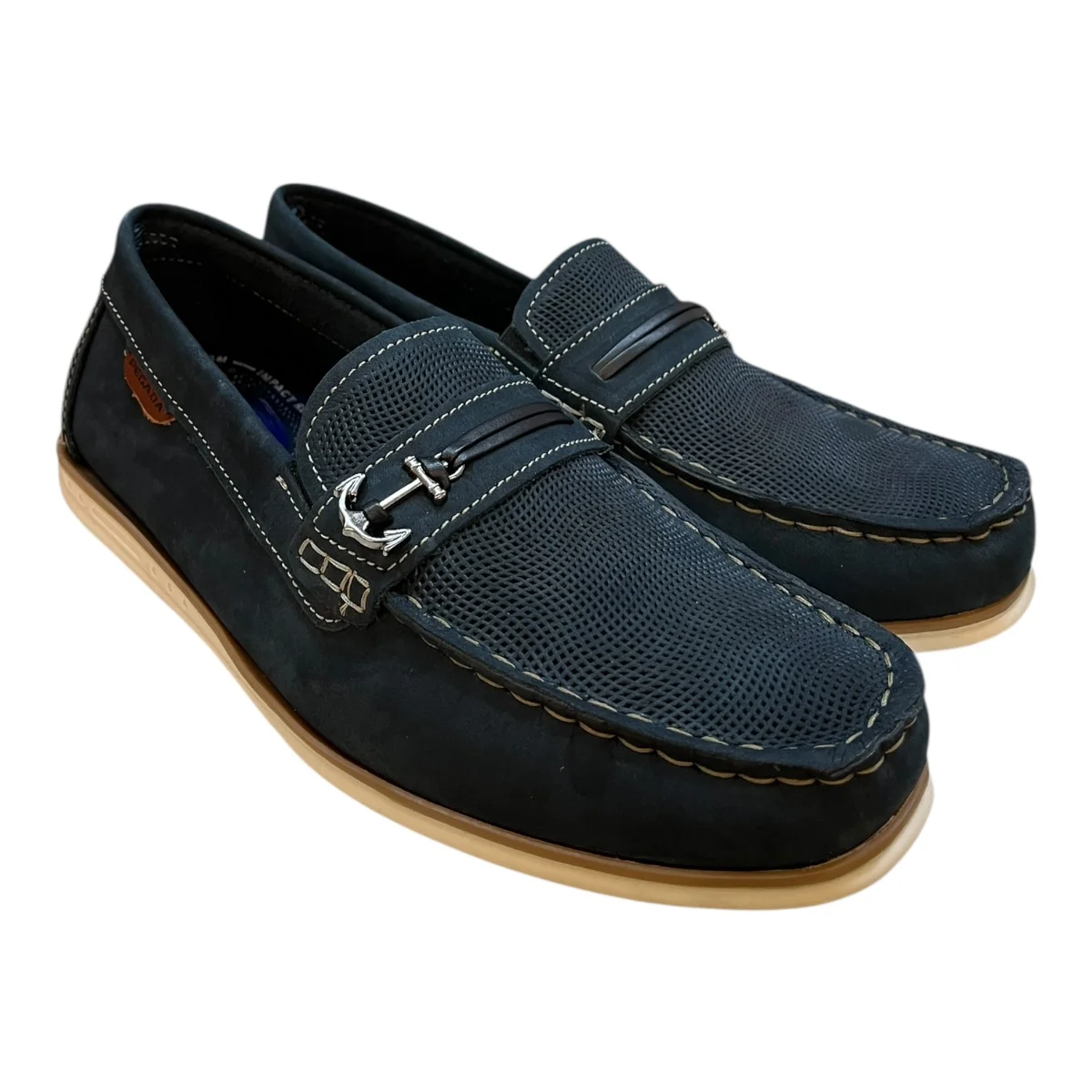 Mocassim Masculino Pegada Casual Couro Ultraconforto Camurça Bico Redondo 142007 Marinho Marinho 2