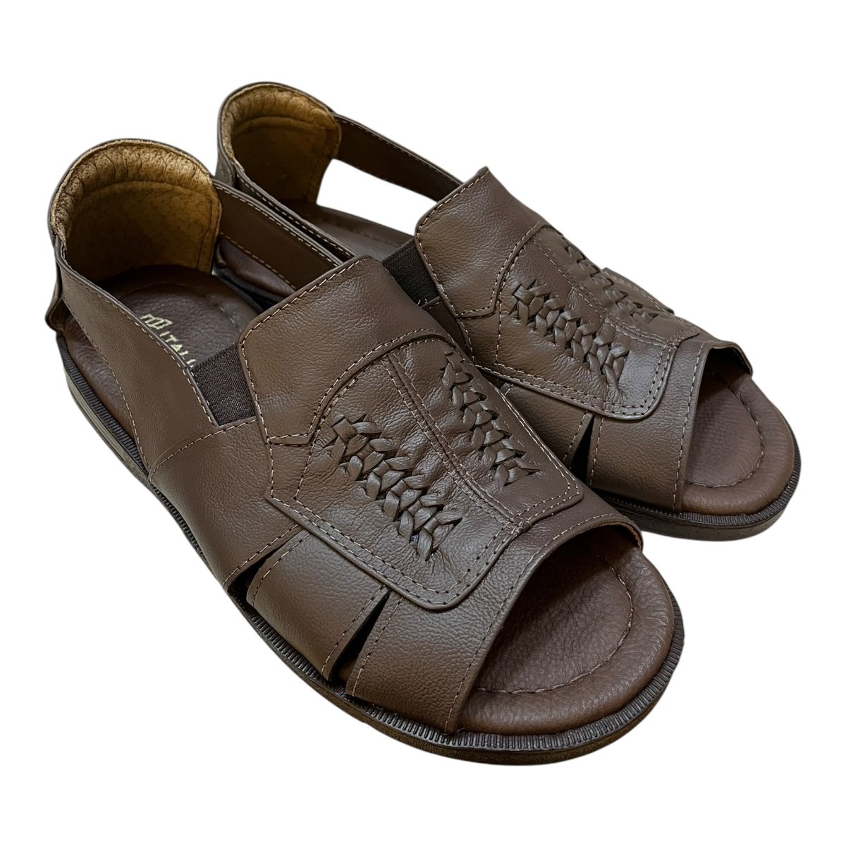 Sandalia Masculino Italianinho Conforto Couro Calce Fácil Tiras Antiderrapante 10340504 marrom Marrom 2