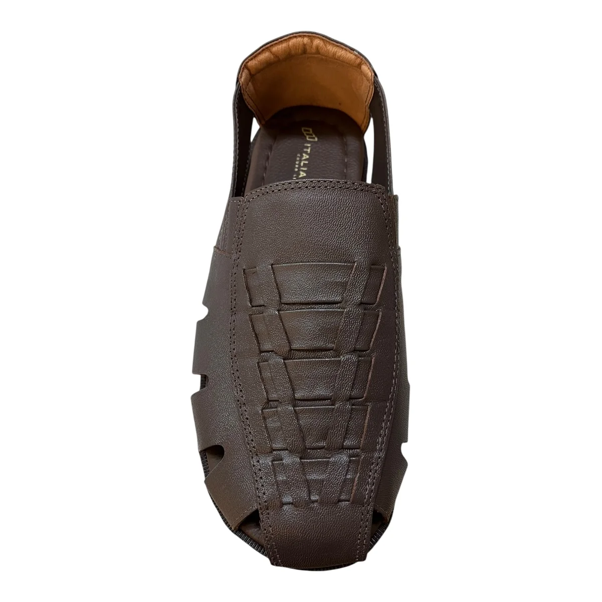 Sandalia Masculino Italianinho Couro Calce Fácil Tiras Antiderrapante Conforto 10340703 Marrom Marrom 5