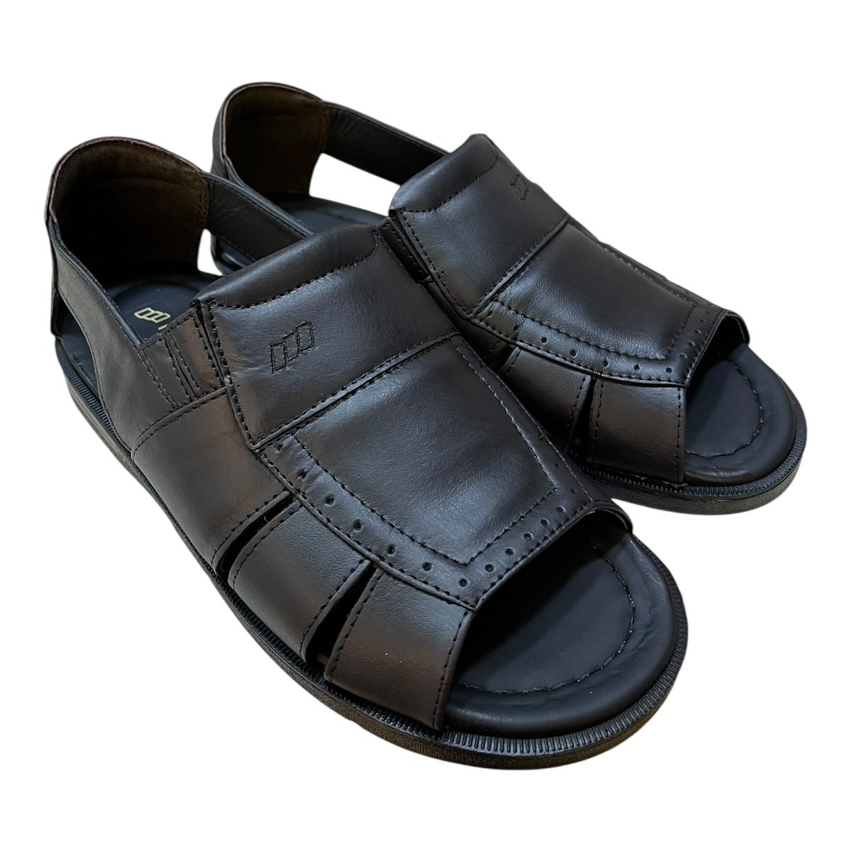 Sandalia Masculino Italianinho Couro Calce Fácil Tiras Antiderrapante Conforto 10340503 Preto Preto 2