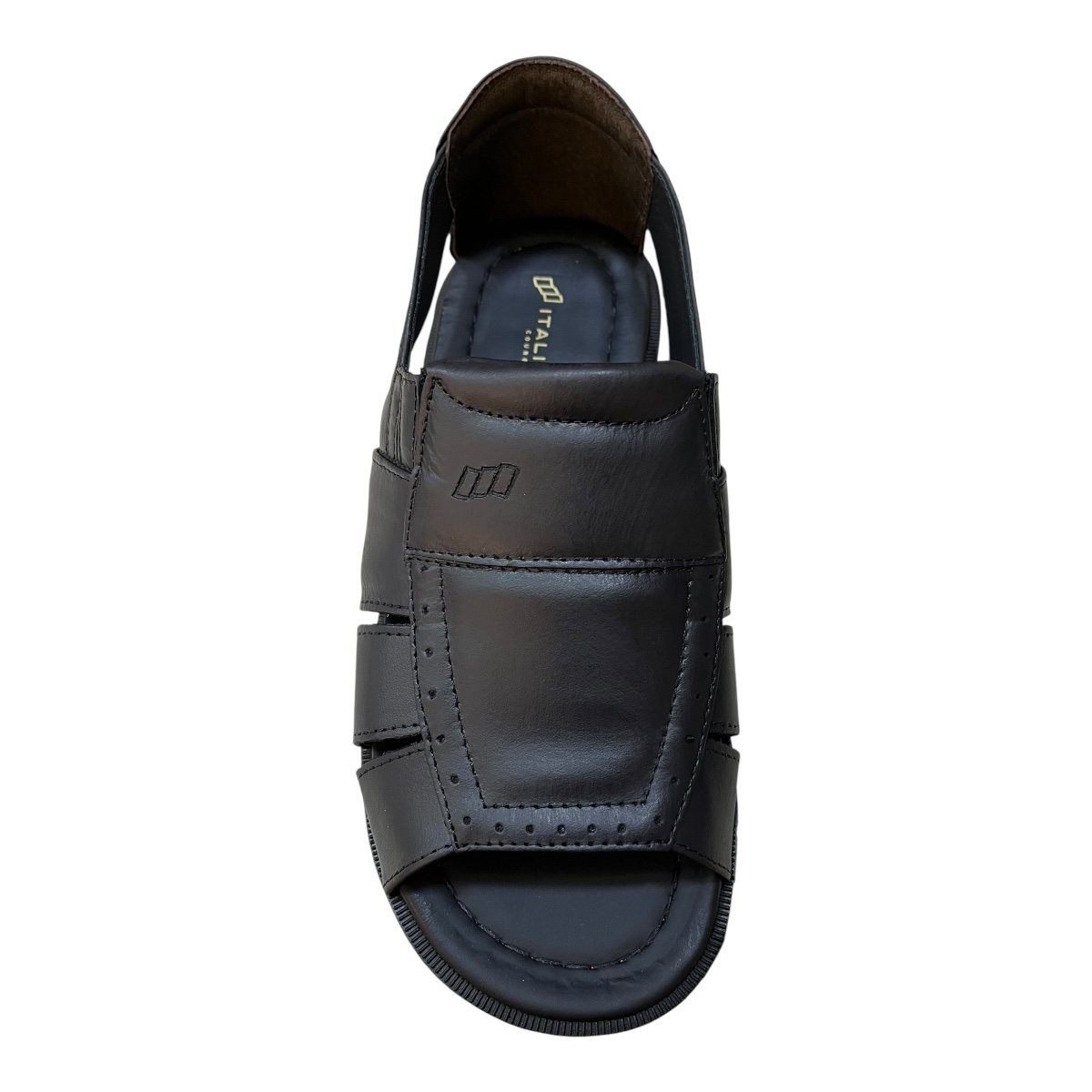 Sandalia Masculino Italianinho Couro Calce Fácil Tiras Antiderrapante Conforto 10340503 Preto Preto 6