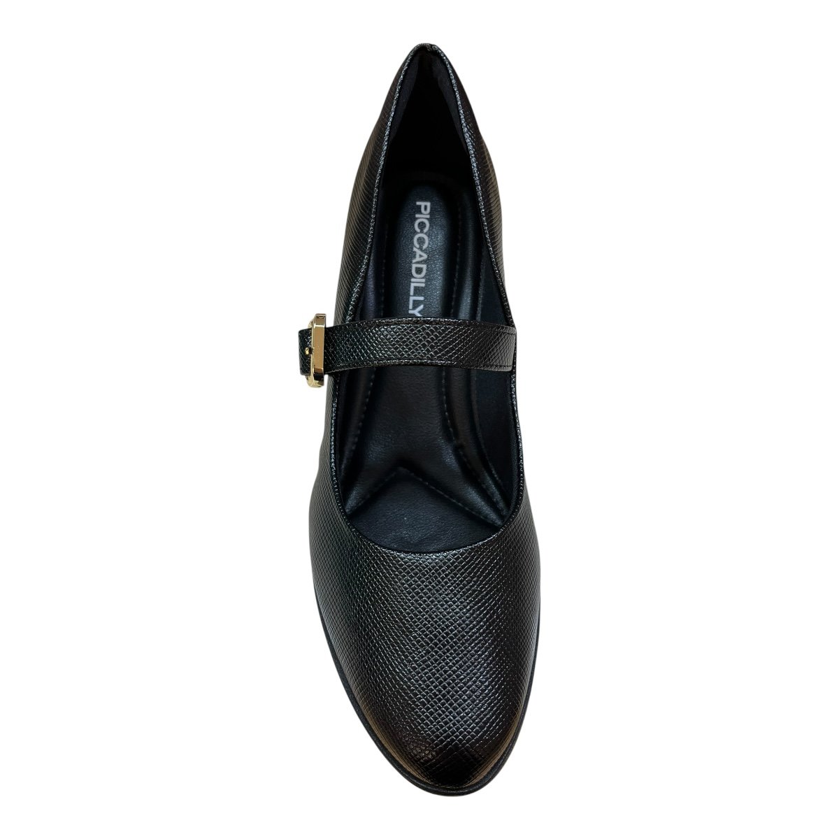 Sapato Scarpin Feminino Piccadilly Ultraconforto Superleve Fivela Salto Bloco 654063 Preto Preto 3