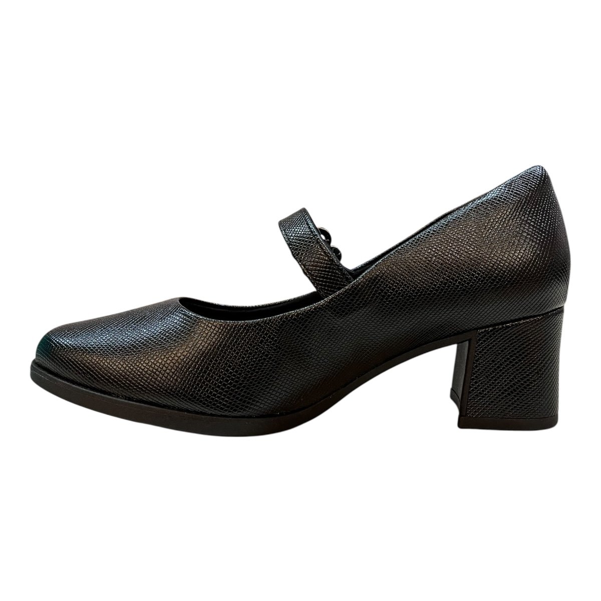 Sapato Scarpin Feminino Piccadilly Ultraconforto Superleve Fivela Salto Bloco 654063 Preto Preto 4