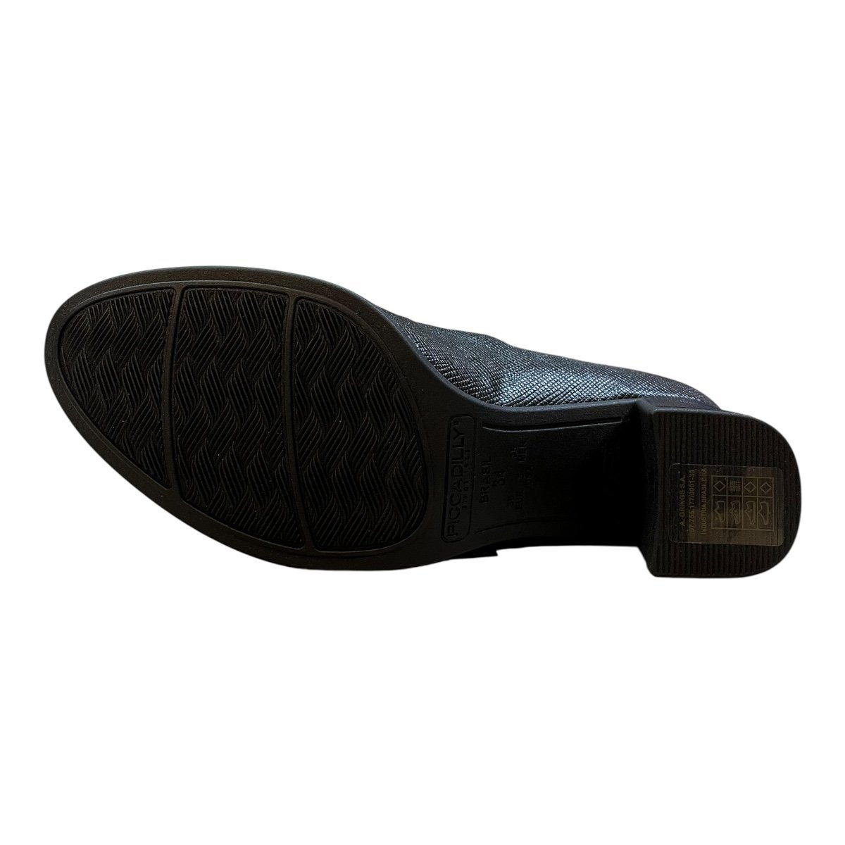 Sapato Scarpin Feminino Piccadilly Ultraconforto Superleve Fivela Salto Bloco 654063 Preto Preto 6