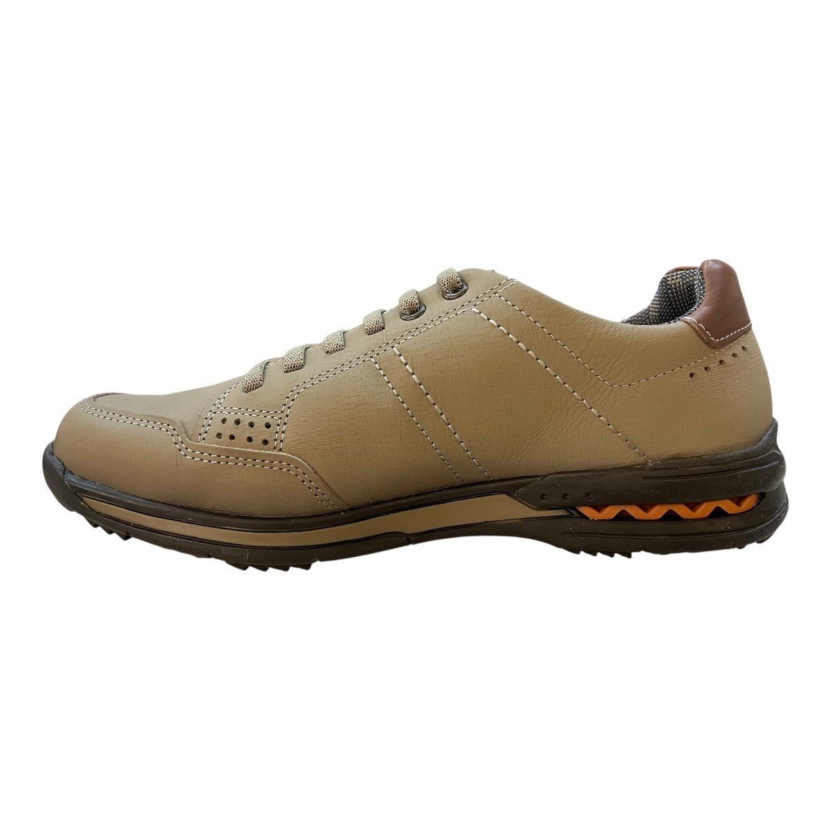 Sapatenis Masculino Pegada Casual Ultraconforto Zíper Amortecedor Couro 114861-04 Bege Bege/Marrom 3