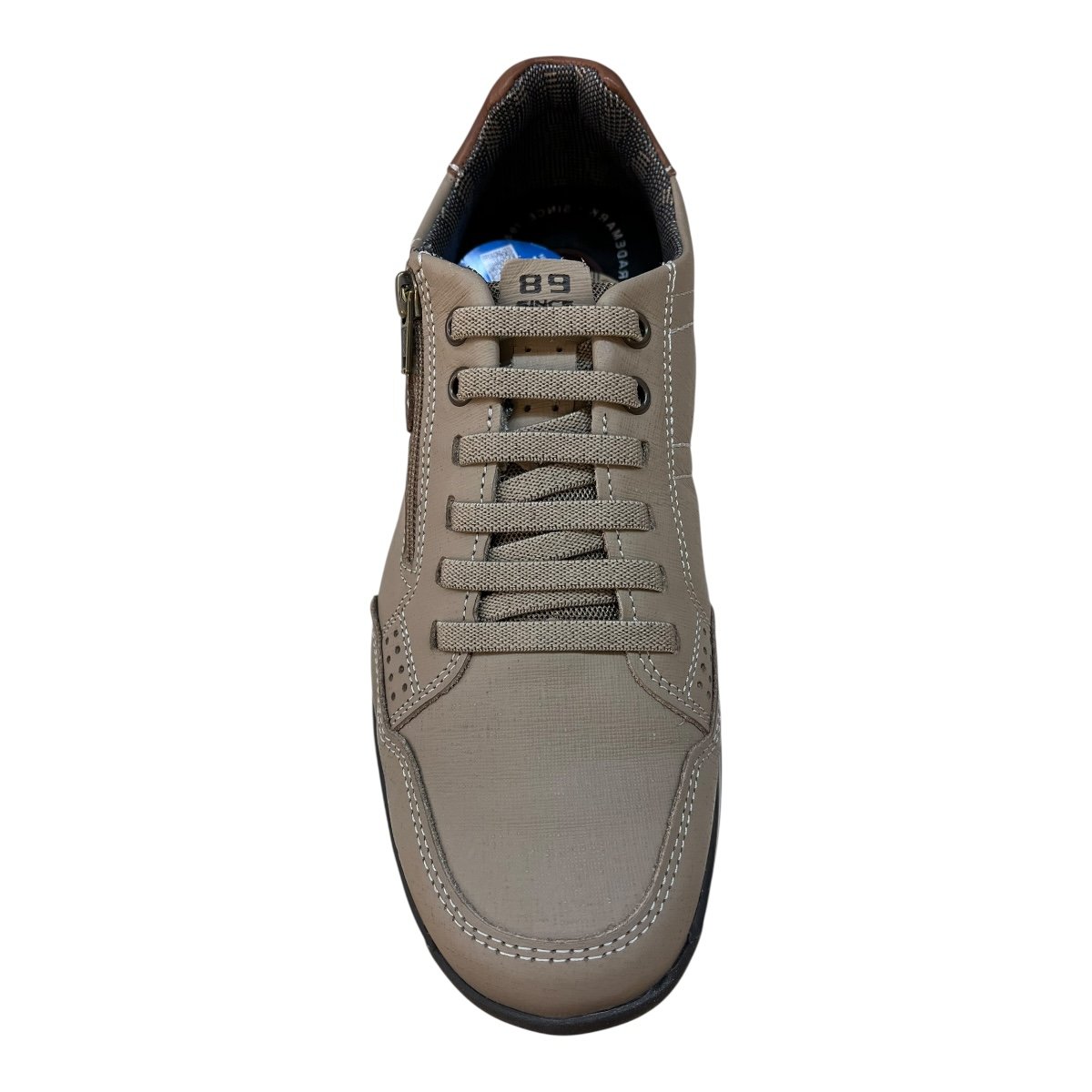 Sapatenis Masculino Pegada Casual Ultraconforto Zíper Amortecedor Couro 114861-04 Bege Bege/Marrom 5