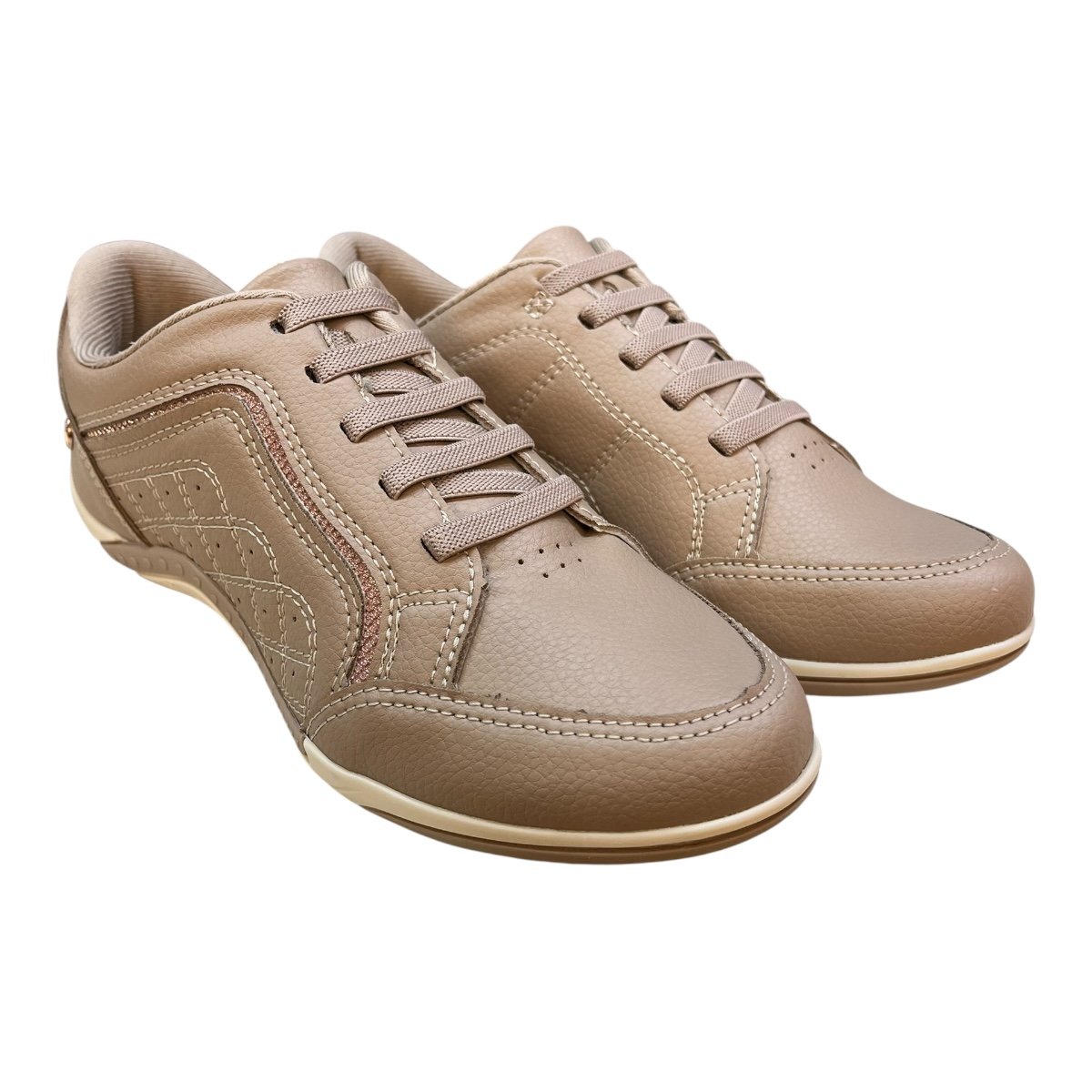 Tenis Feminino Kolosh Ultraconforto Gel Superleve Calce Fácil Elástico Brilho C1299a Nude Nude 2