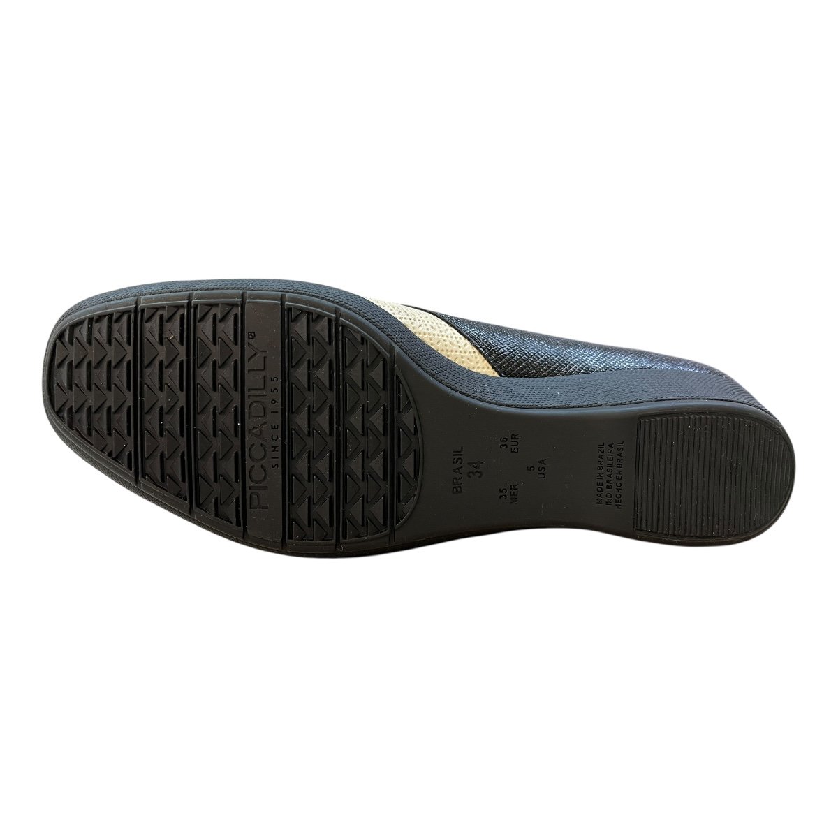 Sapatilha Anabela Feminino Piccadilly Casual Ultraconforto Superleve Salto Médio 143233 Preto Preto/Branco 3