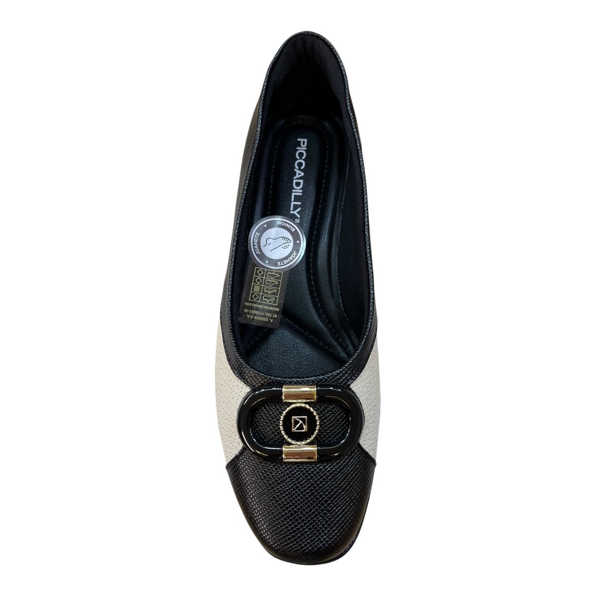 Sapatilha Anabela Feminino Piccadilly Casual Ultraconforto Superleve Salto Médio 143233 Preto Preto/Branco 6