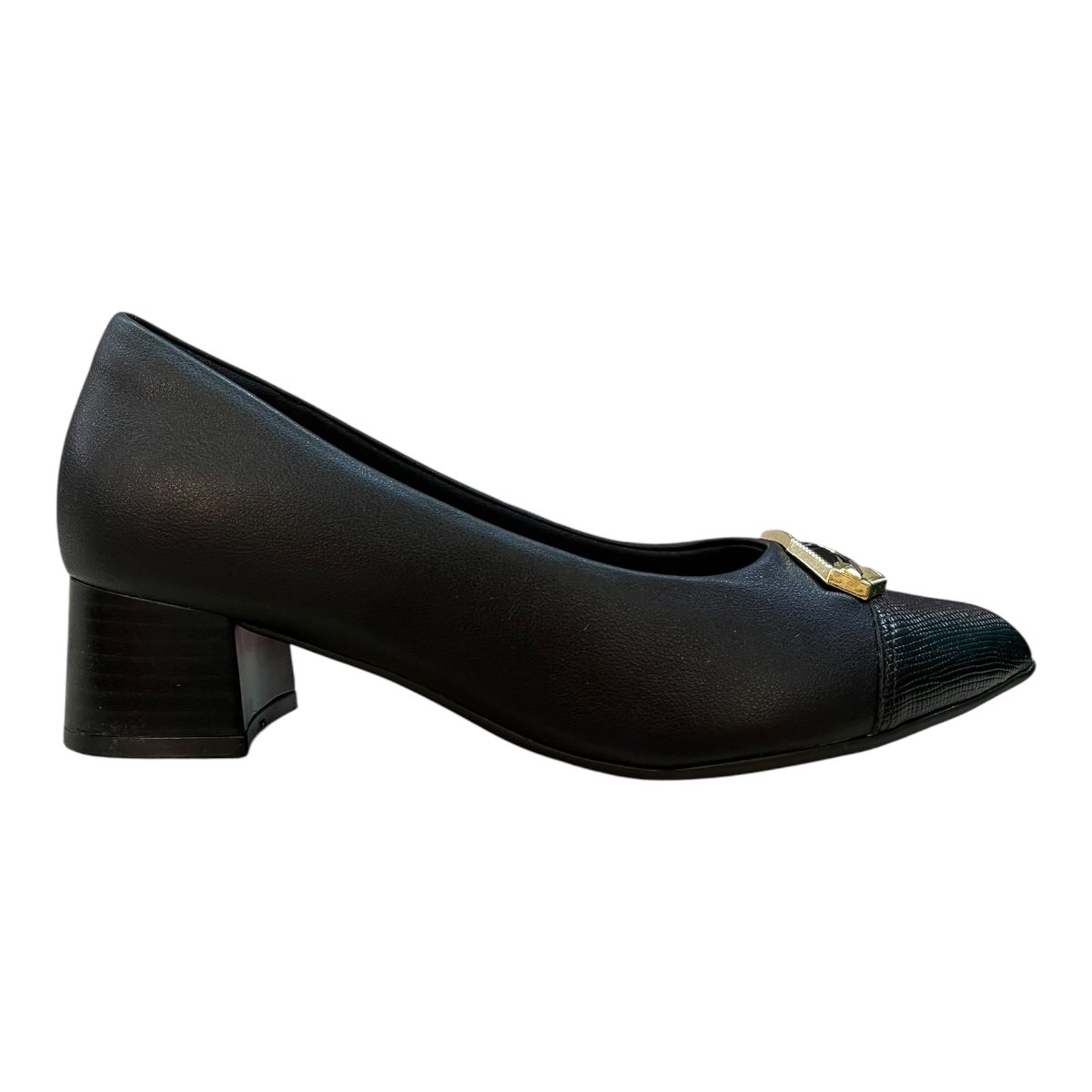 Sapato Scarpin Feminino Piccadilly Casual Bico Fino Salto Médio Ultraconforto 739078 Preto