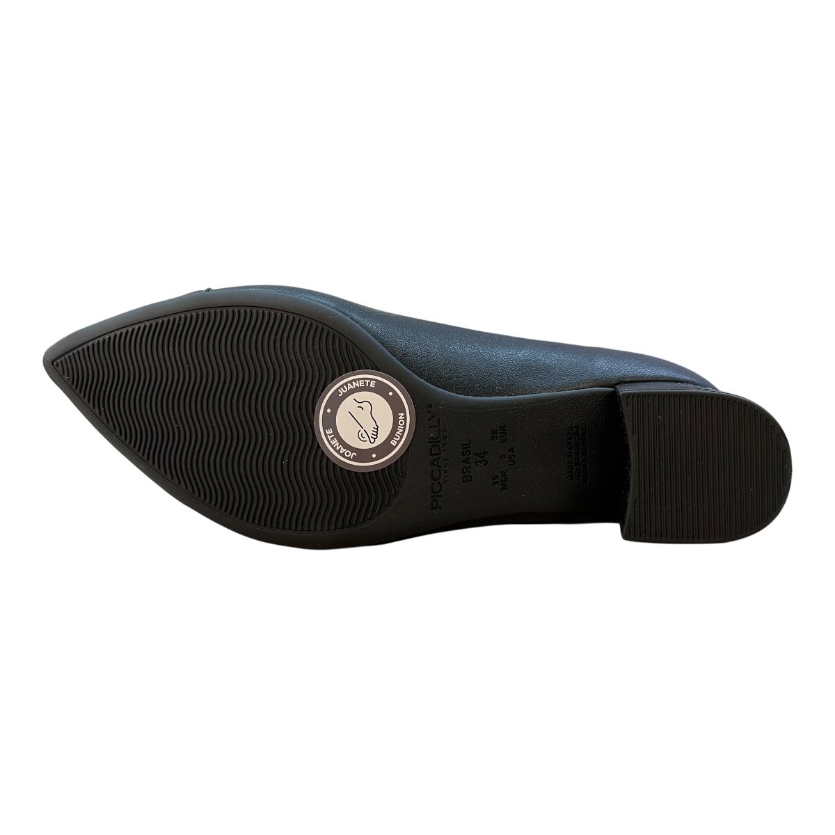 Sapato Scarpin Feminino Piccadilly Casual Bico Fino Salto Médio Ultraconforto 739078 Preto Preto 3