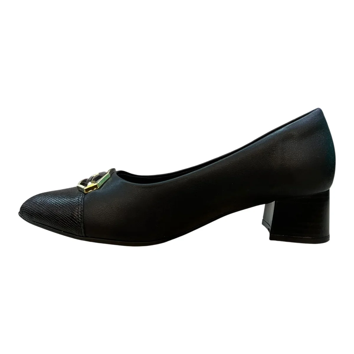 Sapato Scarpin Feminino Piccadilly Casual Bico Fino Salto Médio Ultraconforto 739078 Preto Preto 4