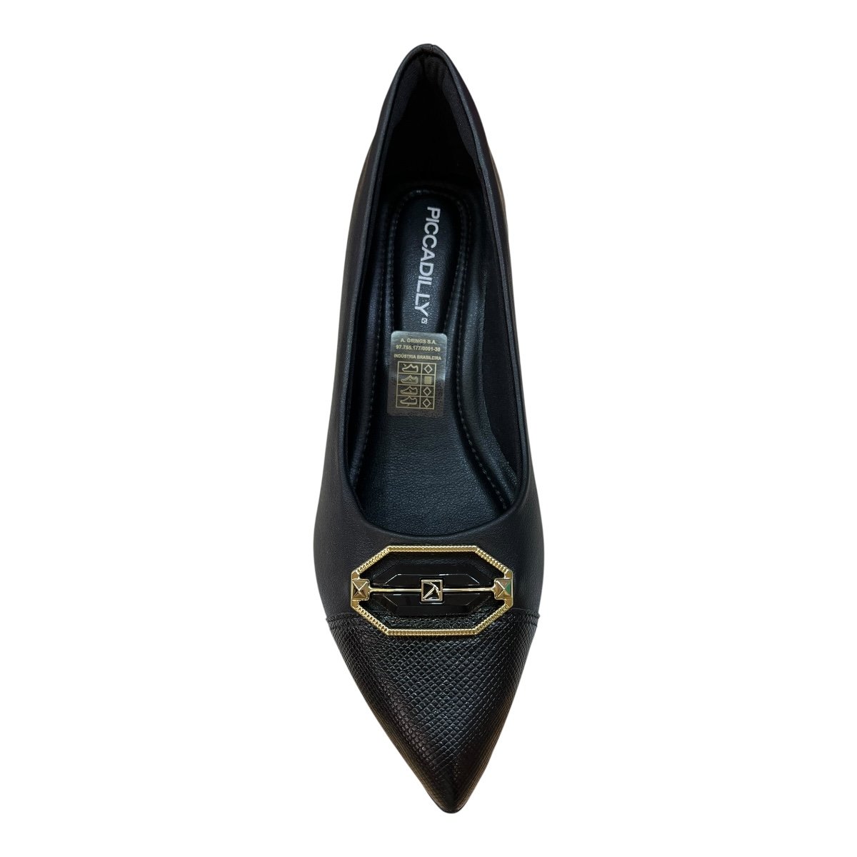 Sapato Scarpin Feminino Piccadilly Casual Bico Fino Salto Médio Ultraconforto 739078 Preto Preto 6