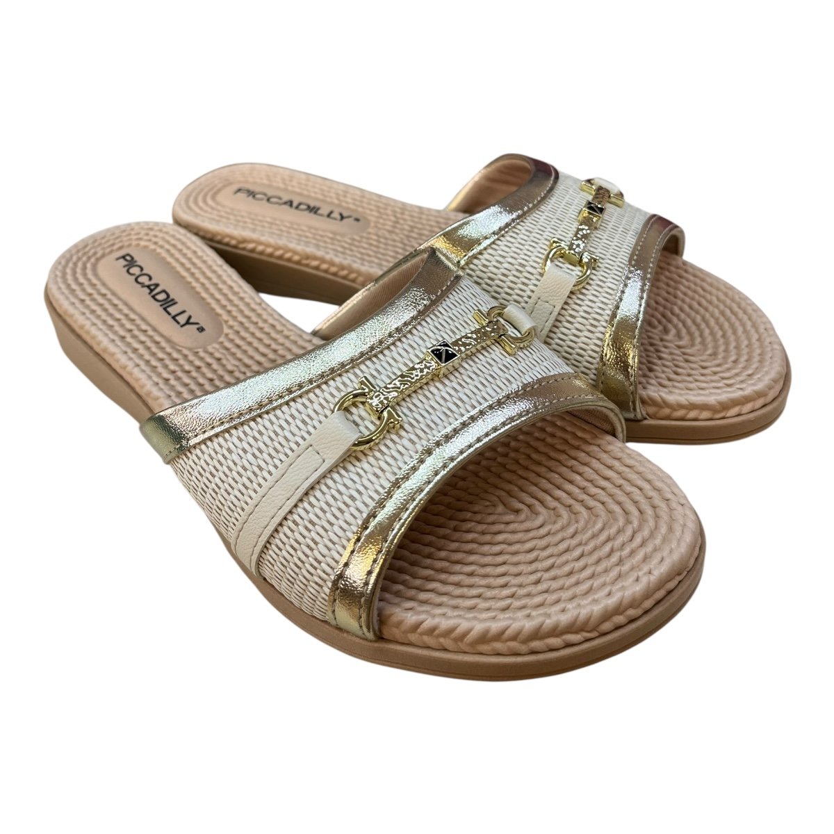 Chinelo Piccadilly Feminino Ultraconforto Slide Superleve Metalizado 513028 Dourado Dourado 2