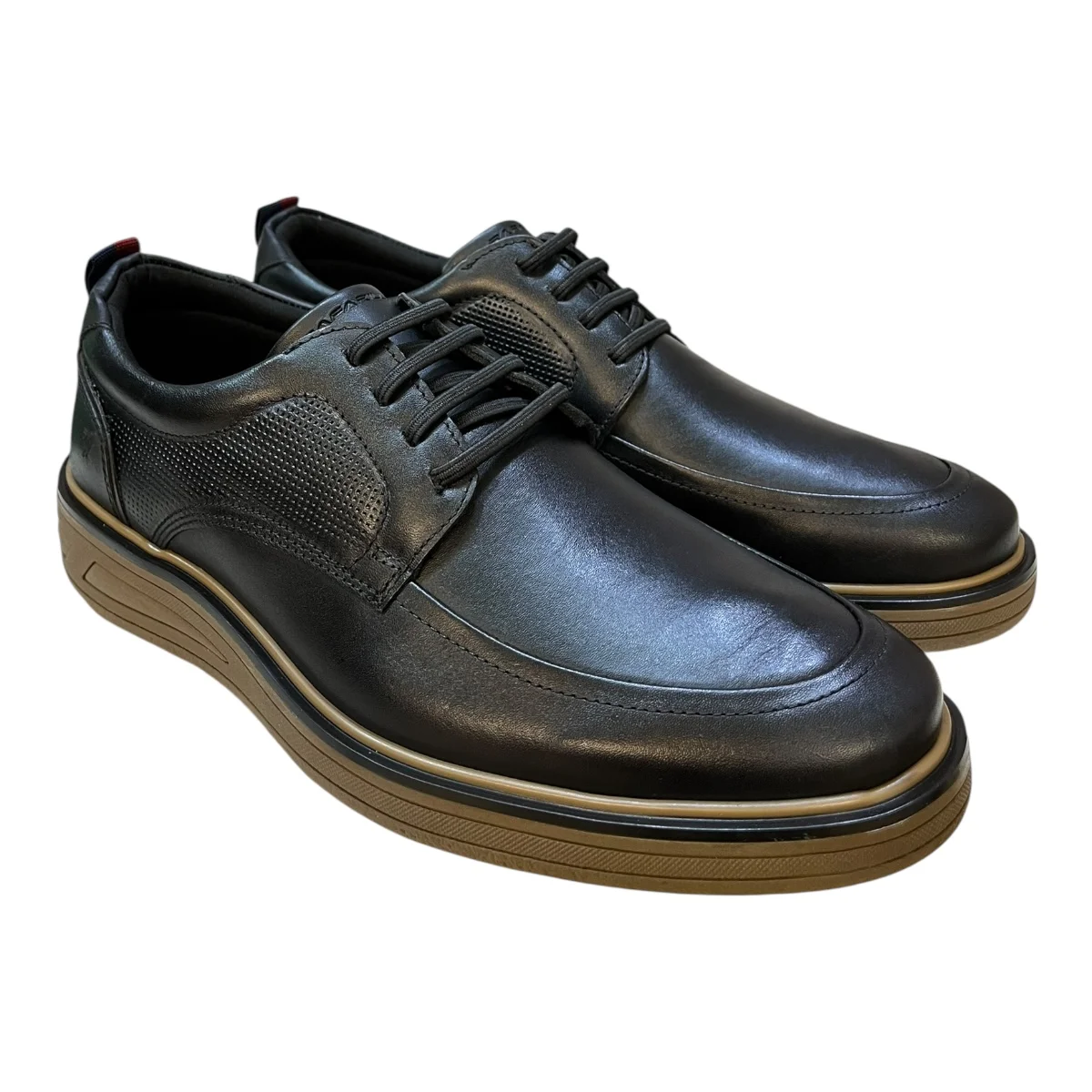Sapato Masculino Social Rafarillo Casual Couro Calce Fácil Ultraconforto 4203-10T Preto Preto 2