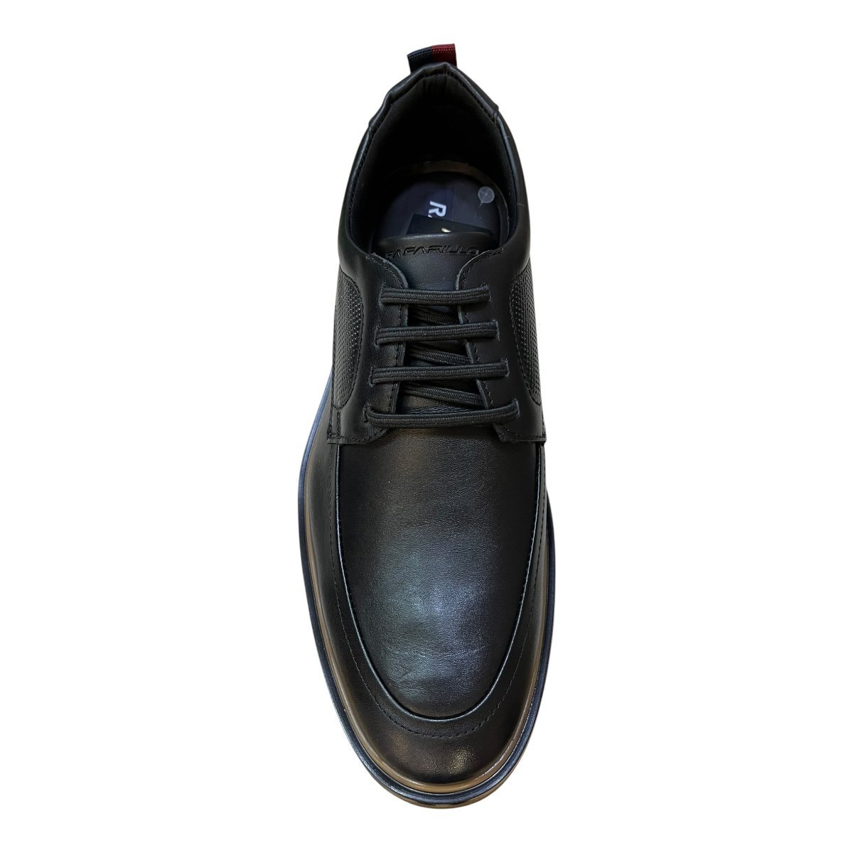Sapato Masculino Social Rafarillo Casual Couro Calce Fácil Ultraconforto 4203-10T Preto Preto 6