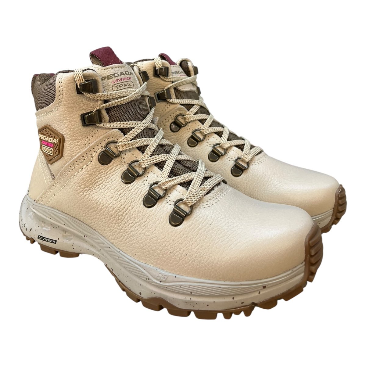 Bota Coturno Feminino Pegada Couro Ultraconforto Impermeável Antiderrapante 250403-06 Marfim Marfim 2