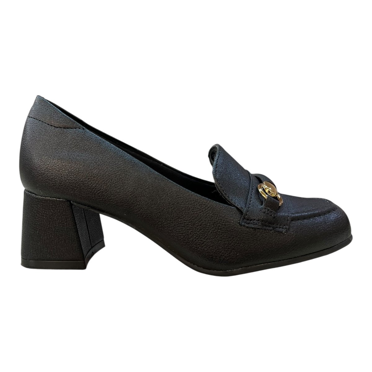 Sapato Scarpin Feminino Modare Casual Ultraconforto Salto Bloco Médio Bico Quadrado 7373.118 Preto