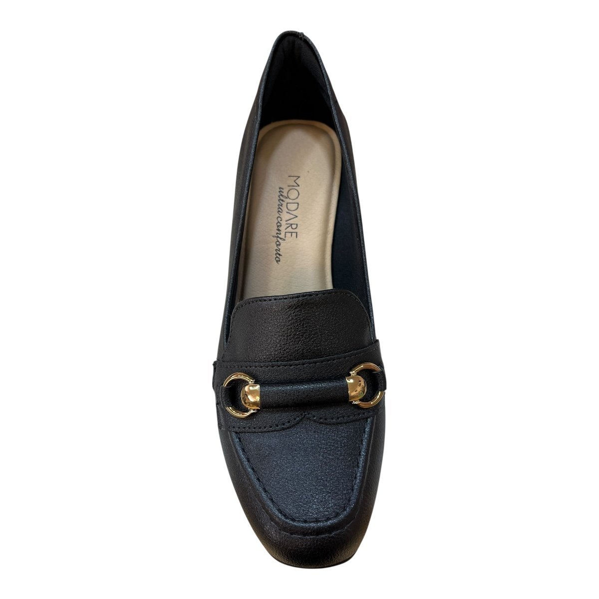 Sapato Scarpin Feminino Modare Casual Ultraconforto Salto Bloco Médio Bico Quadrado 7373.118 Preto Preto 6