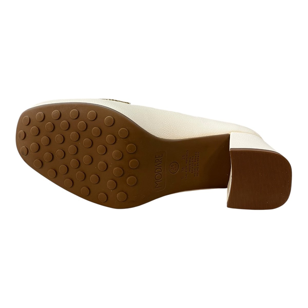 Sapato Scarpin Feminino Modare Casual Ultraconforto Salto Bloco Médio Bico Quadrado 7373.118 Marfim Marfim 3