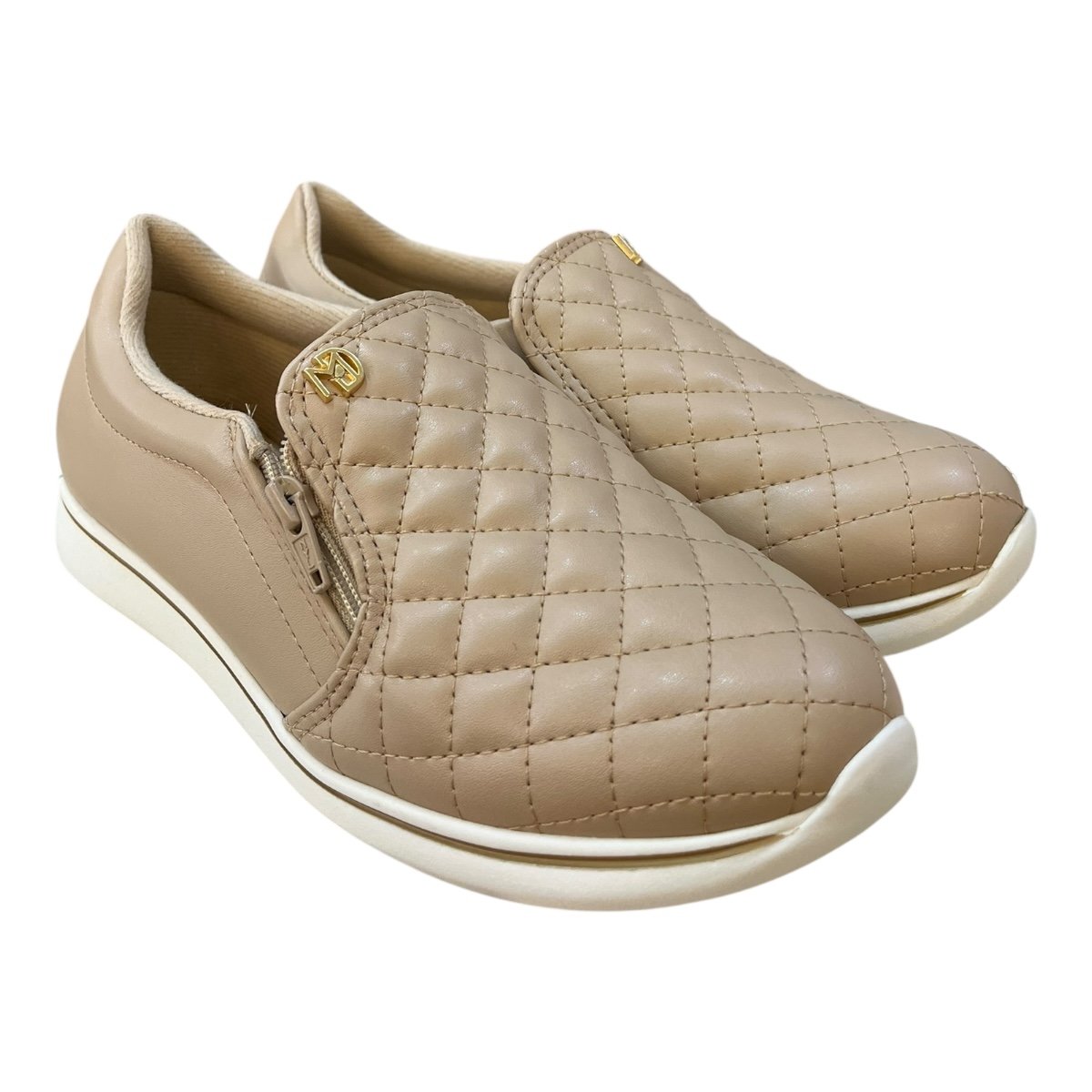 Tenis Feminino Modare Casual Calce Fácil Zíper Ultraconforto 7358.224 Bege Bege 2