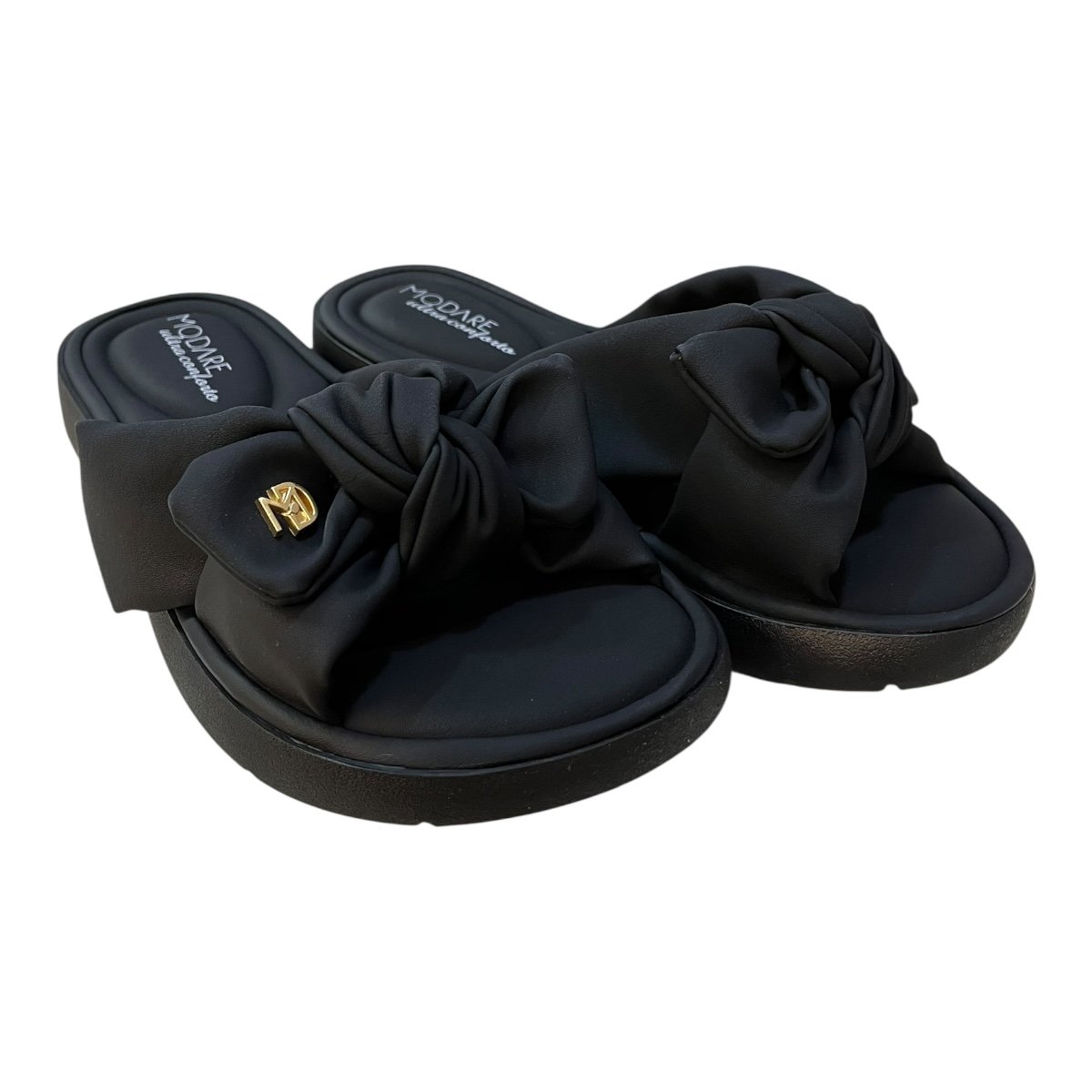 Chinelo Papete Feminino Modare Ultraconforto Superleve Laço 7208.101 Preto Preto 2