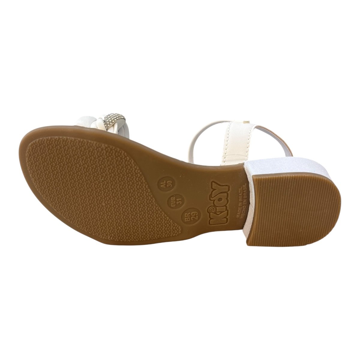 Sandalia Infantil Menina Kidy Salto Casual Conforto Brilho Strass Tranças 42000540004 Branco Branco 3