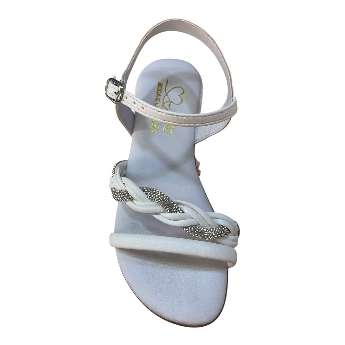 Sandalia Infantil Menina Kidy Salto Casual Conforto Brilho Strass Tranças 42000540004 Branco Branco 6