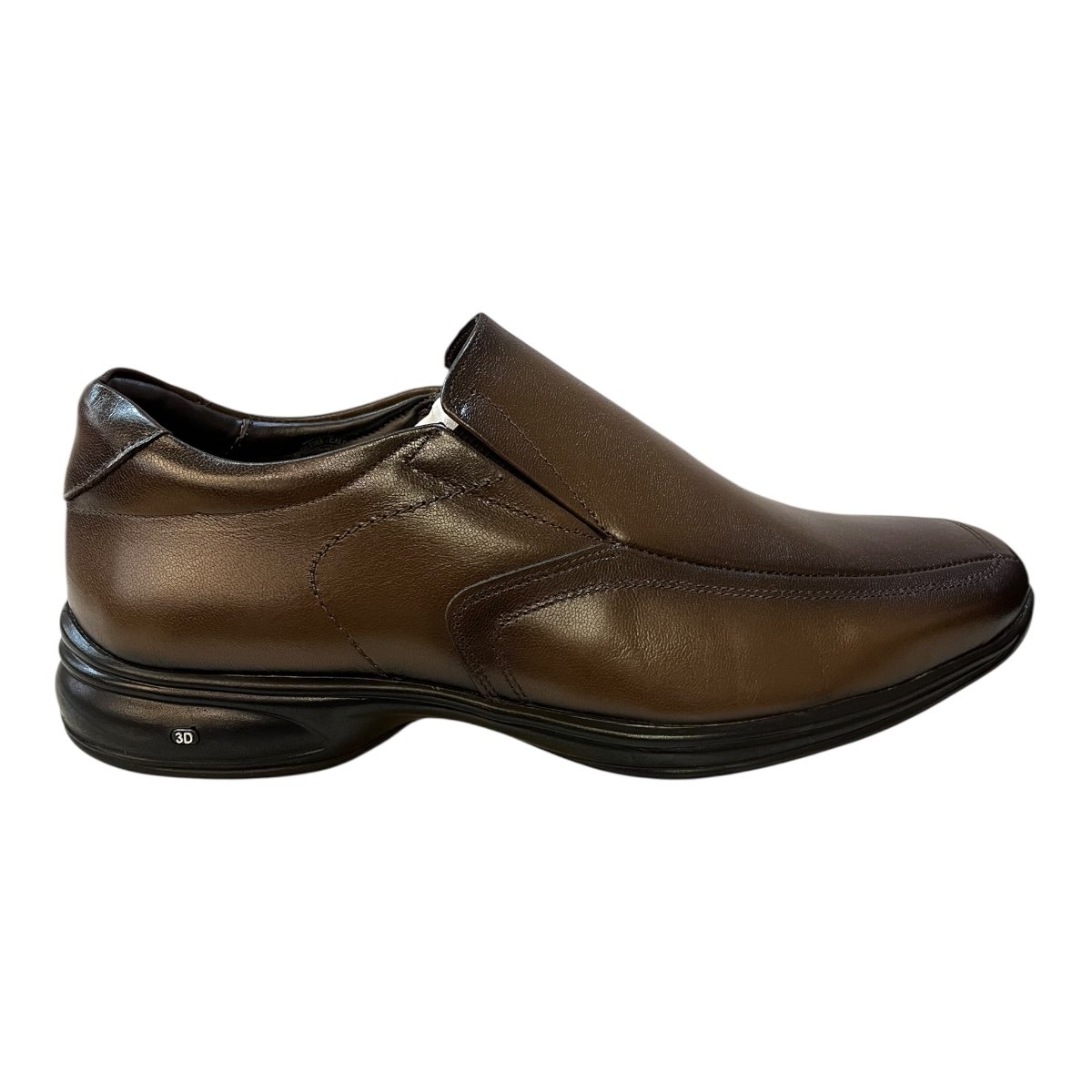 Sapato Masculino Casual Jota Pe Social Ultraconforto Couro 3D Vision 71455 Marrom